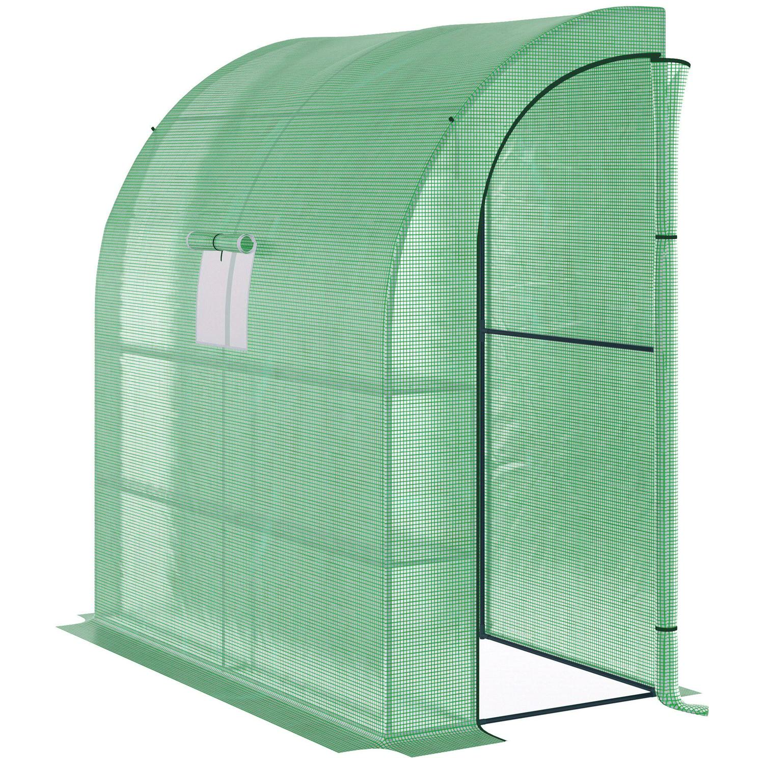 Outdoor Walk-In Lean To Wall Tunnel Greenhouse With Door