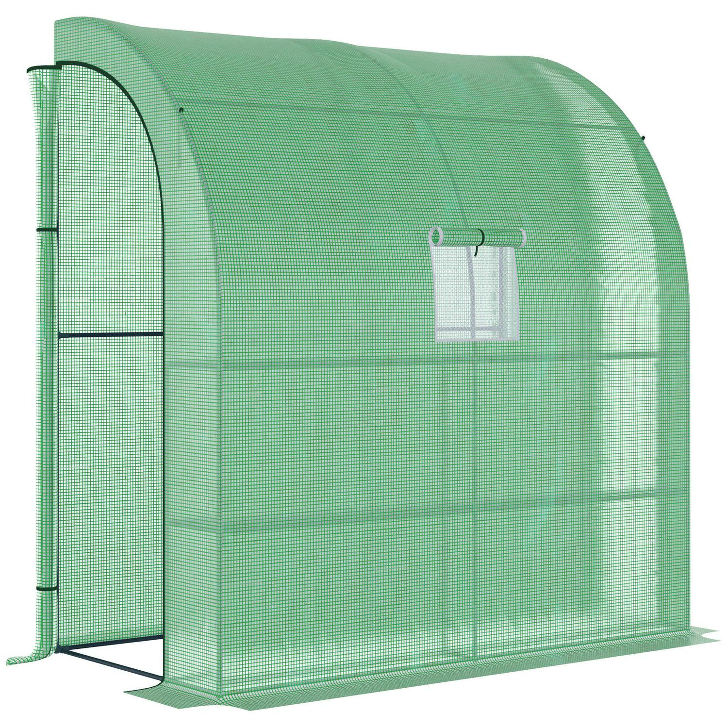 Outdoor Walk-In Lean To Wall Tunnel Greenhouse With Door