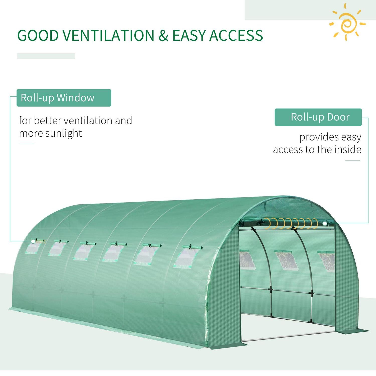 Greenhouse Replacement Cover For Tunnel Walk-in W/ Windows Door 20x10ft