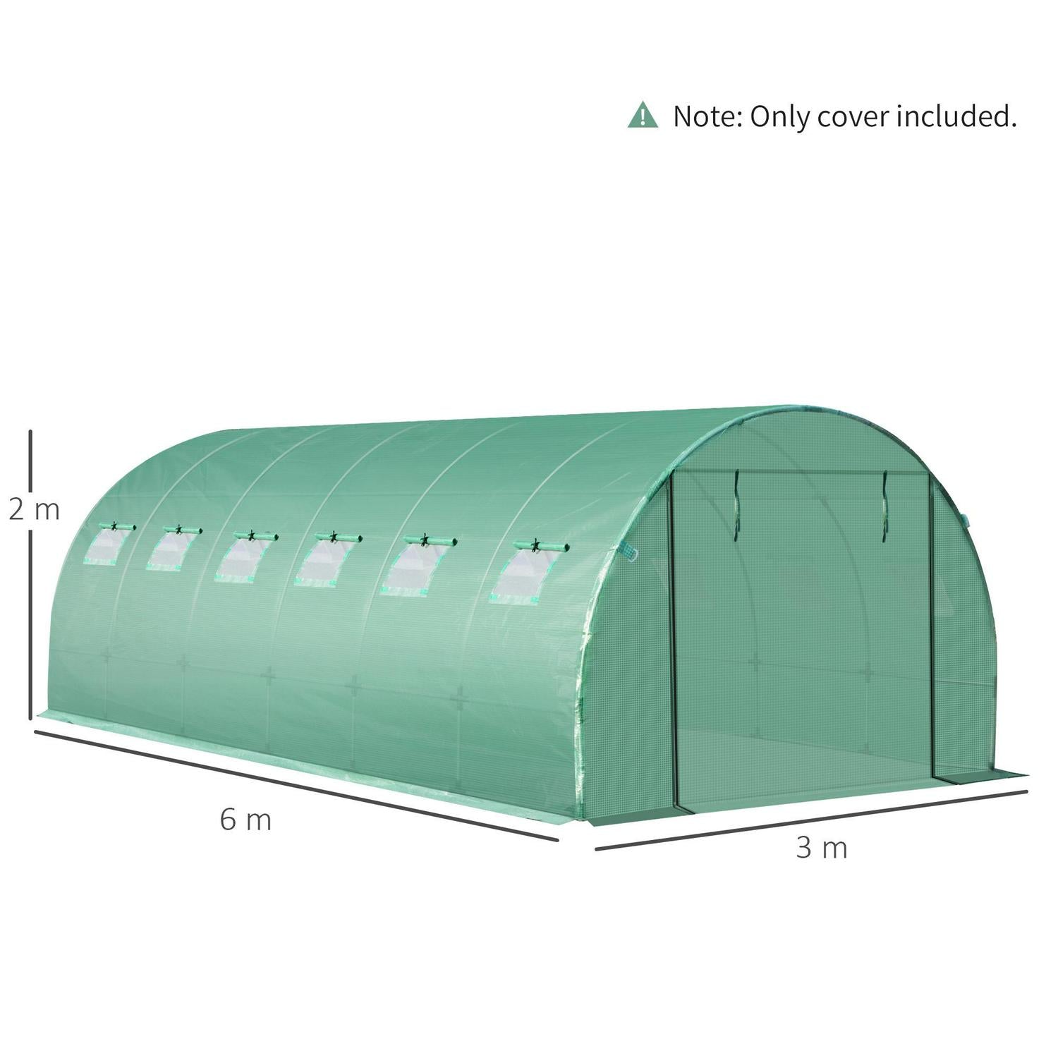 Greenhouse Replacement Cover For Tunnel Walk-in W/ Windows Door 20x10ft