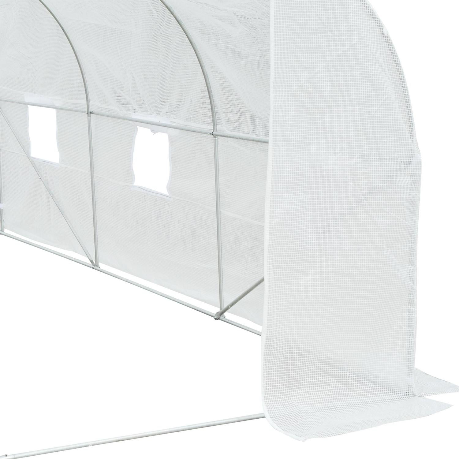 Walk-in Tunnel PE Mesh Greenhouse, Poly tunnels, Galvanised metal frame with PE cover, White 2H X 3.5L X 3W (m)