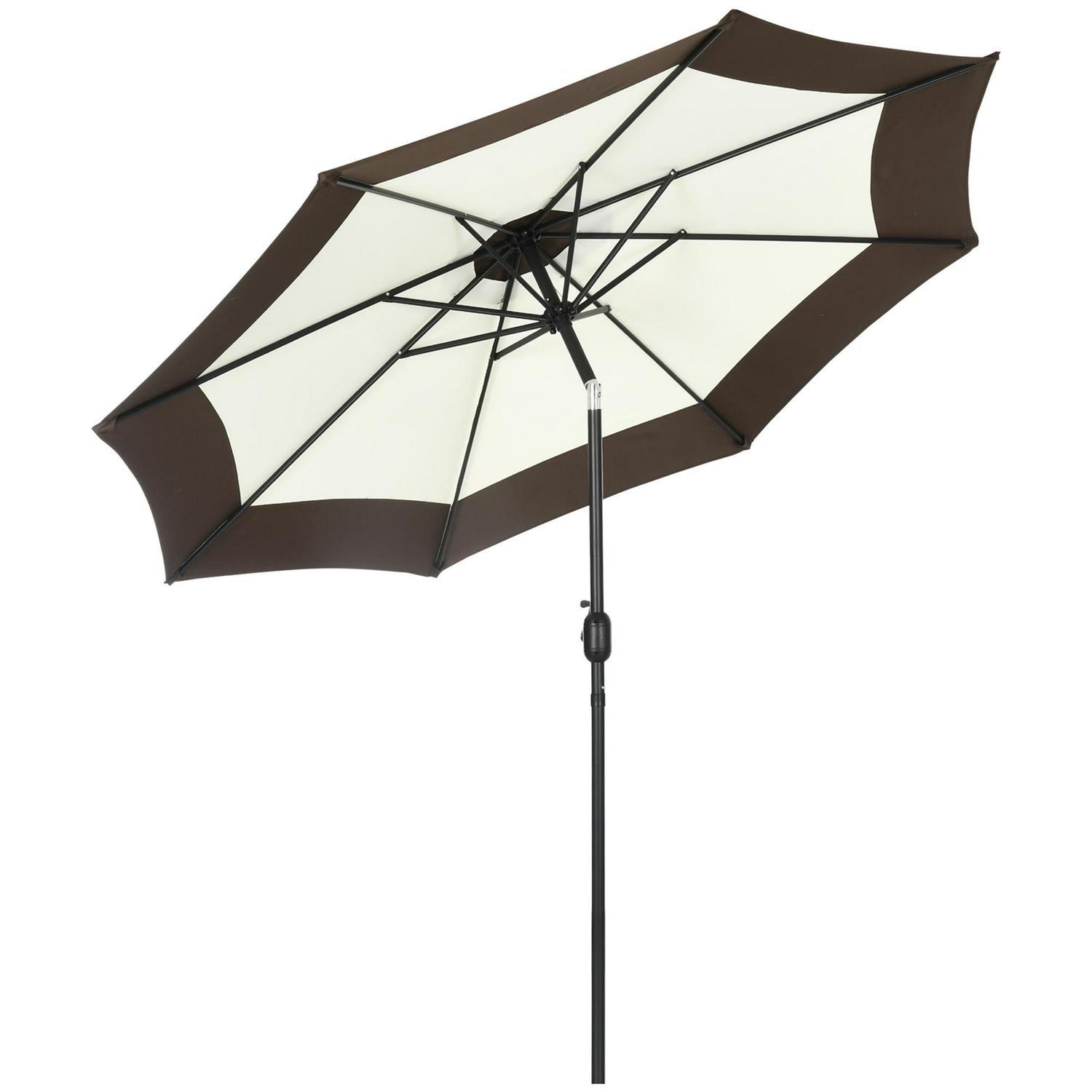 Garden Parasol Umbrella With 8 Metal Ribs- Coffee