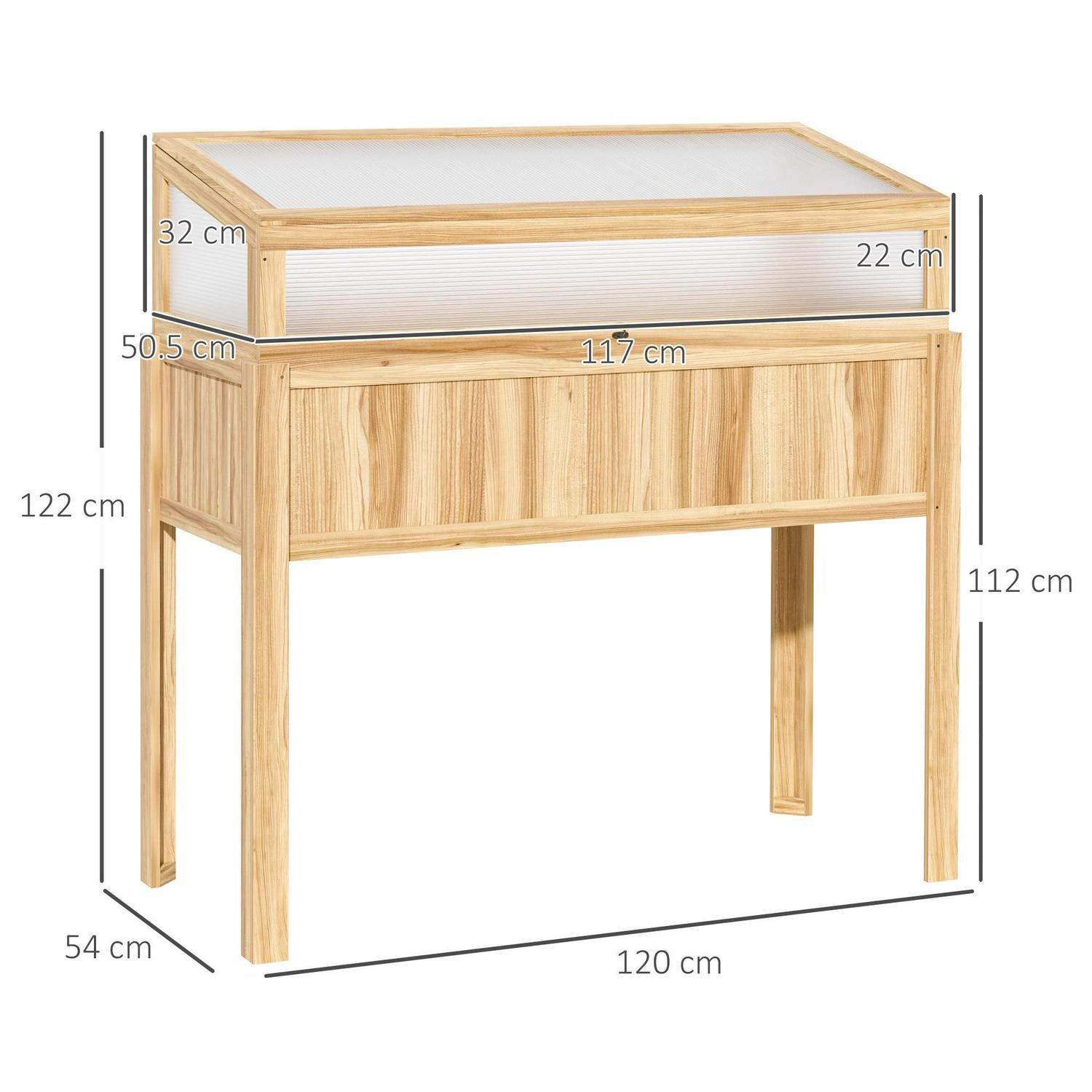 2-IN-1 Wood Cold Frame Greenhouse With Elevated Garden Box, Openable Top For Flowers, Vegetables, Plants, Natural