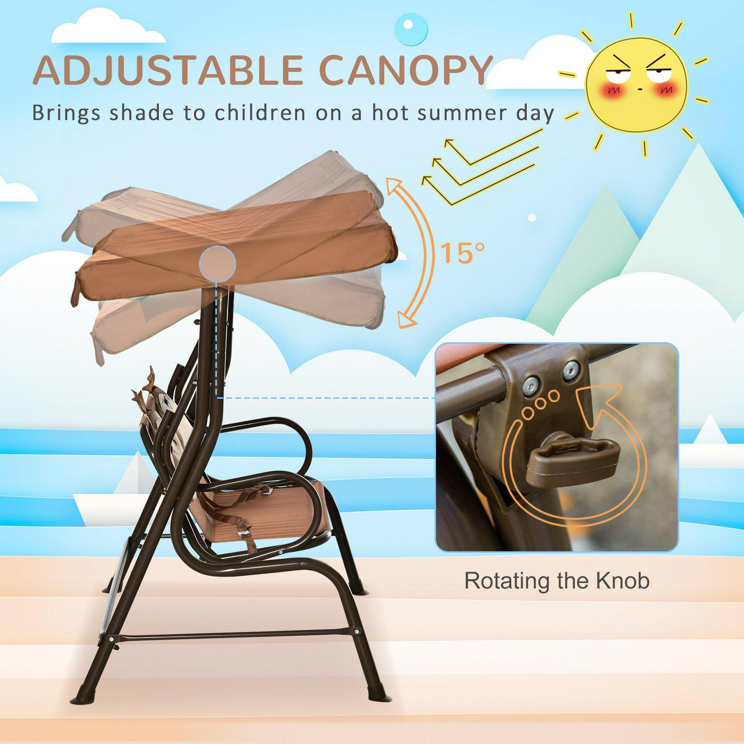 2-Seat Kids Patio Canopy Swing