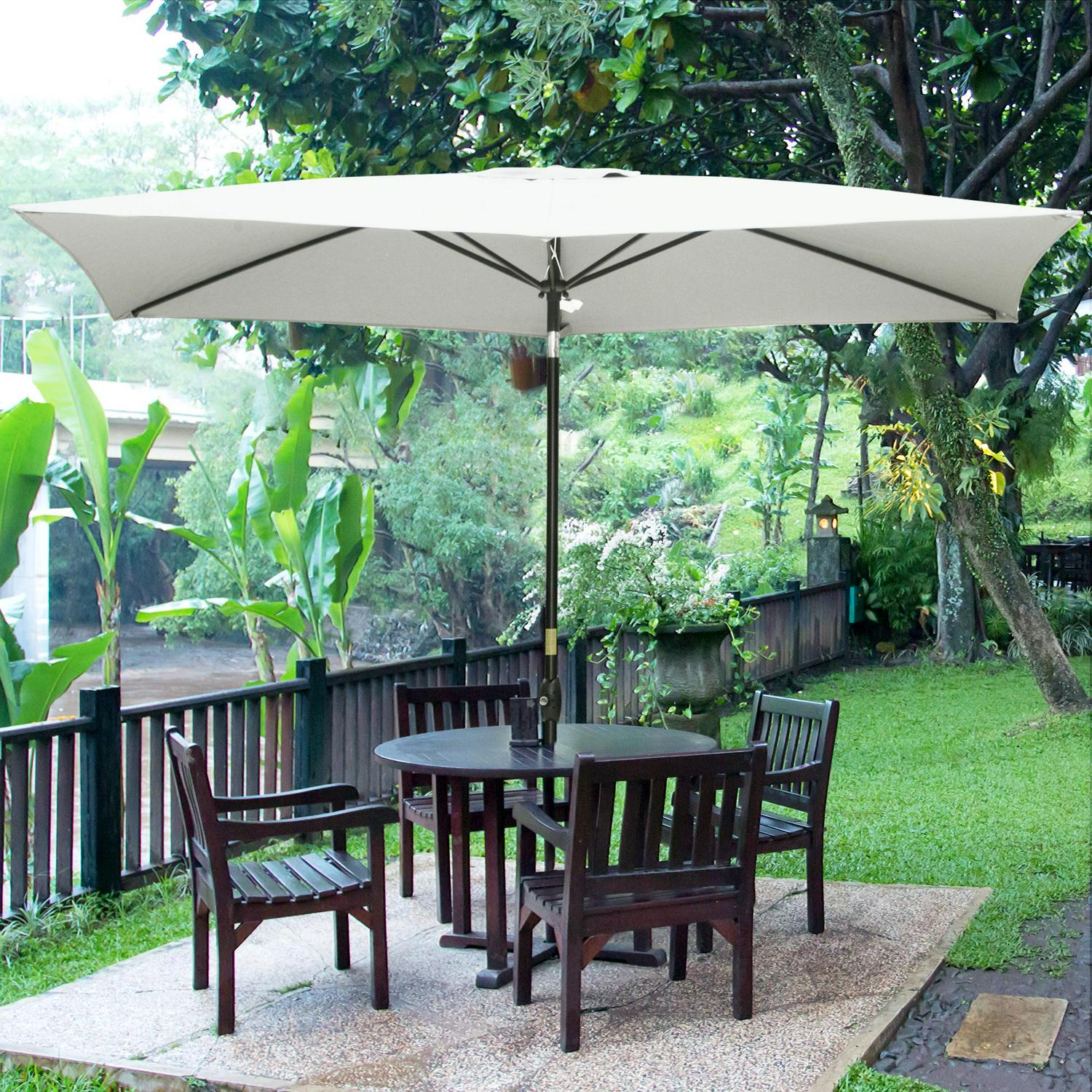 Rectangular Market Umbrella Patio Outdoor Table Umbrellas - Cream White