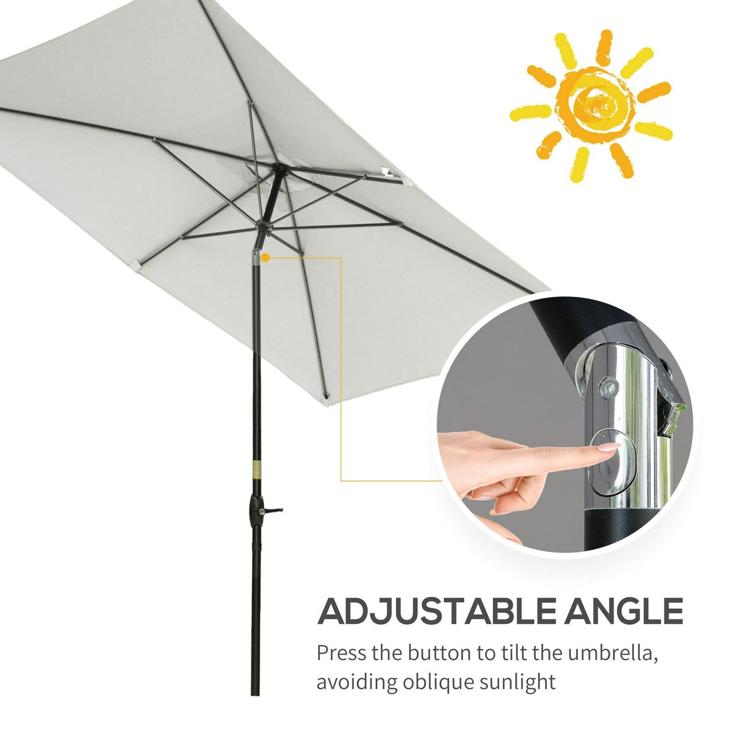 Rectangular Market Umbrella Patio Outdoor Table Umbrellas - Cream White