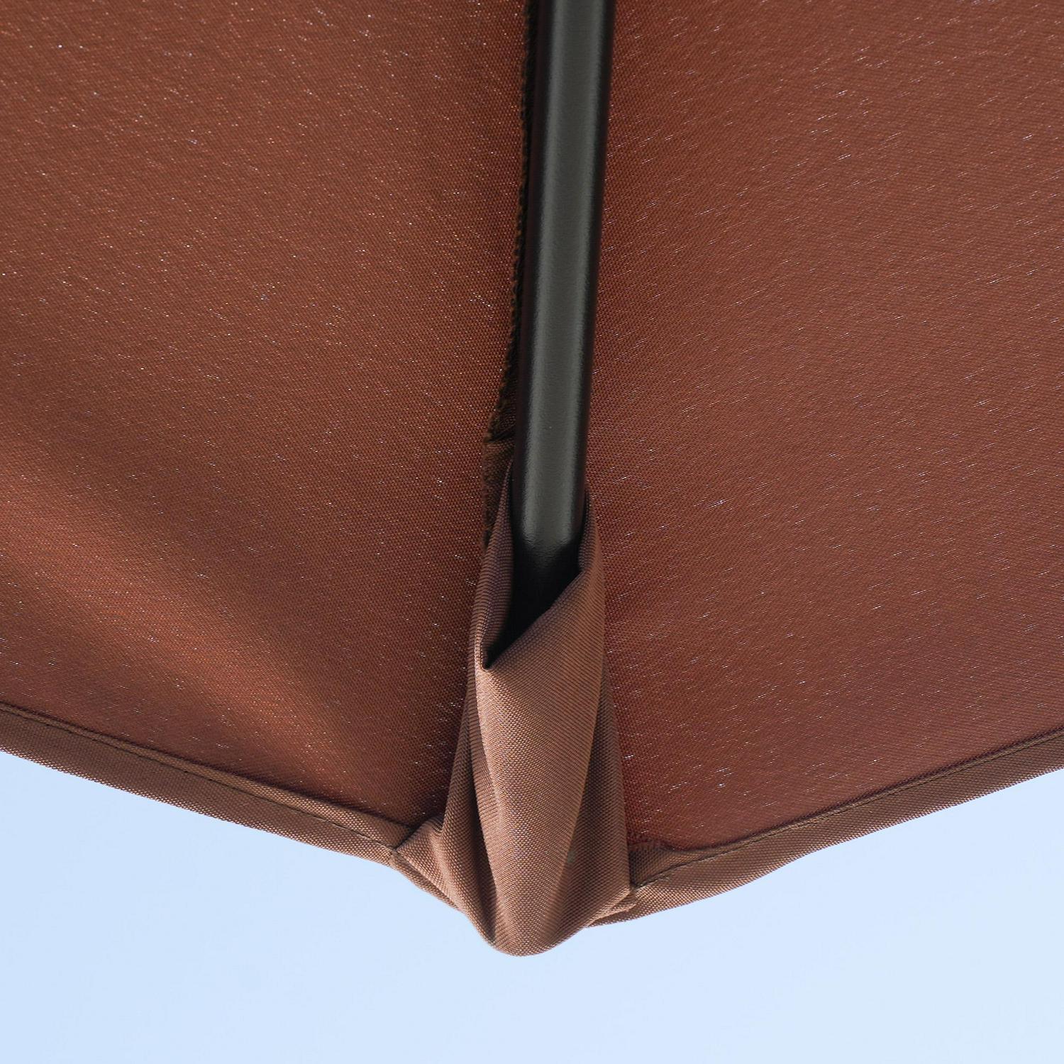 2m Half-Cut Garden Parasol, With Base - Brown