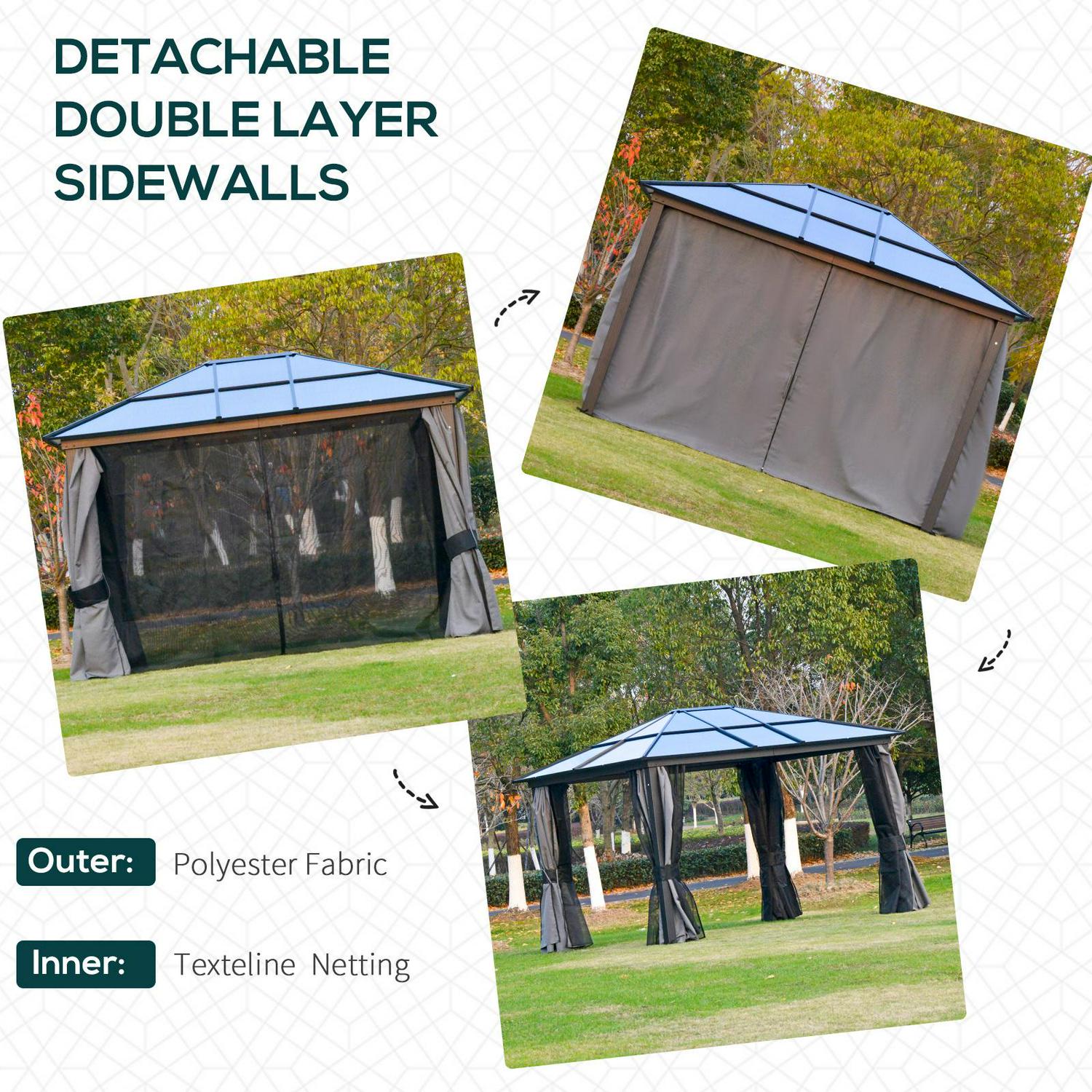 Hardtop Gazebo With UV Resistant Polycarbonate Roof