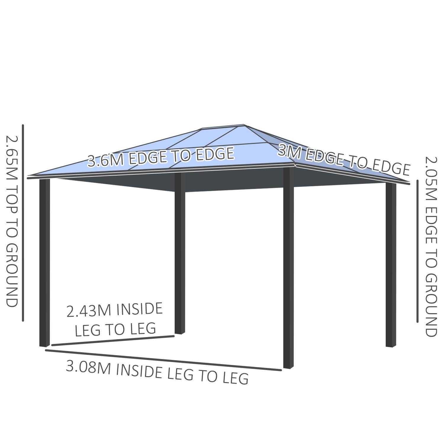 Hardtop Gazebo With UV Resistant Polycarbonate Roof