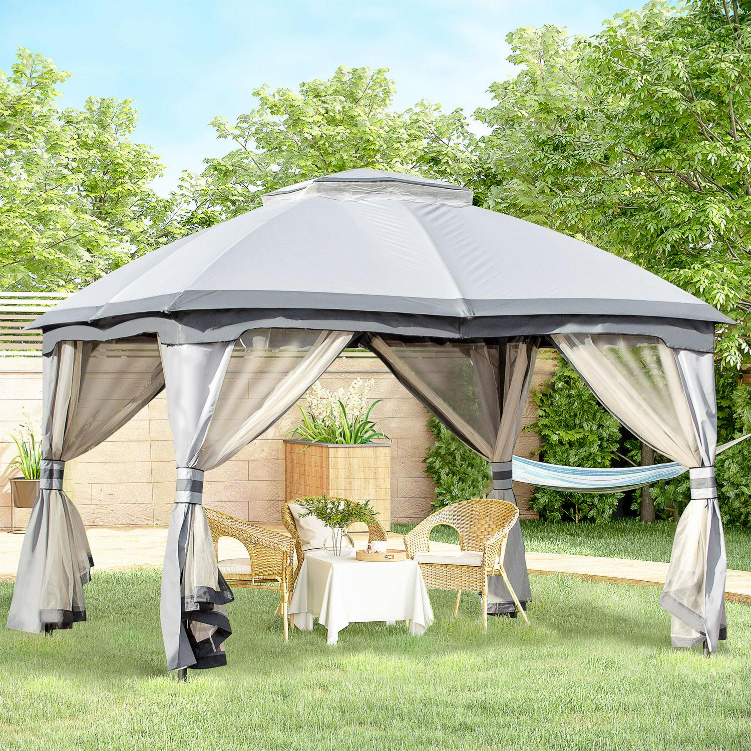 Metal Gazebo Canopy Party Tent - Grey