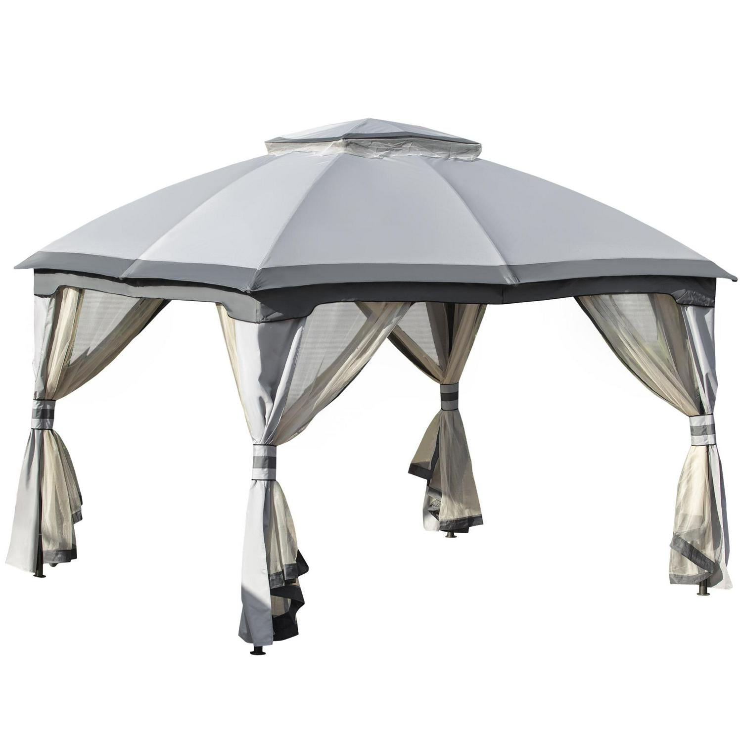 Metal Gazebo Canopy Party Tent - Grey