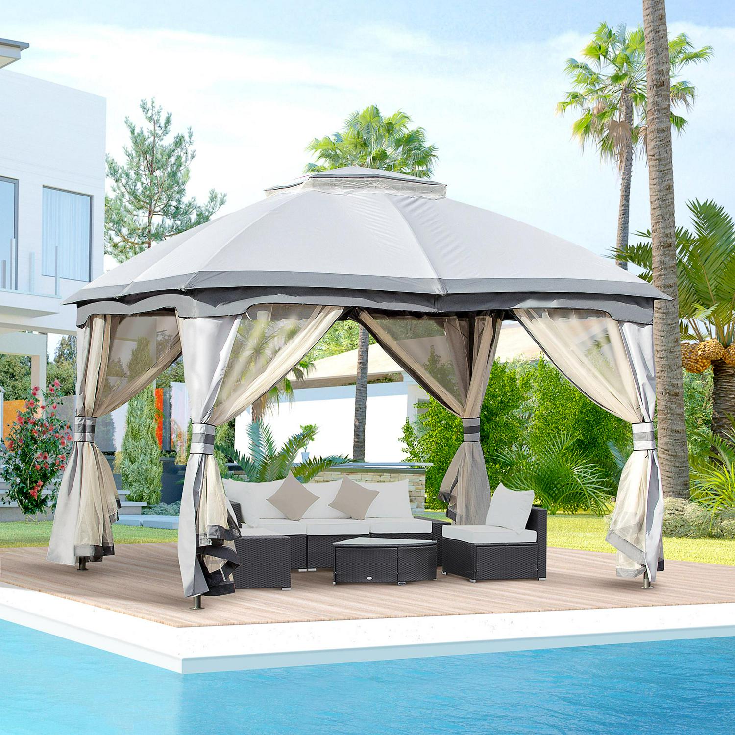 Metal Gazebo Canopy Party Tent - Grey