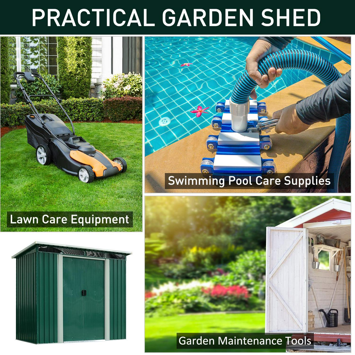 Corrugated Steel Garden Shed, garden and outdoors tidy and organized - Green 3.9 X 8ft