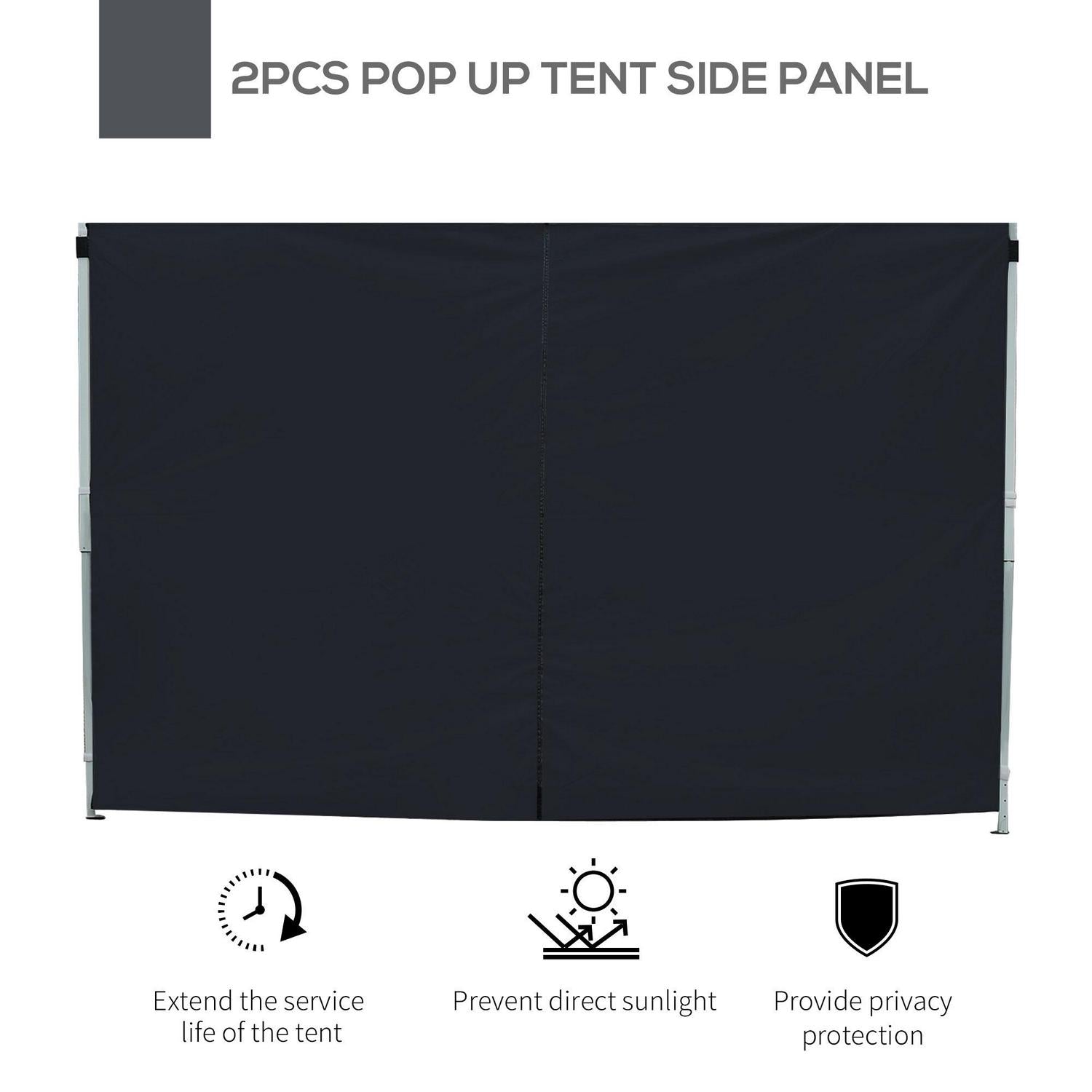 Gazebo Replaceable Exchangeable Side Panel Wall Panels Walls - (Black)