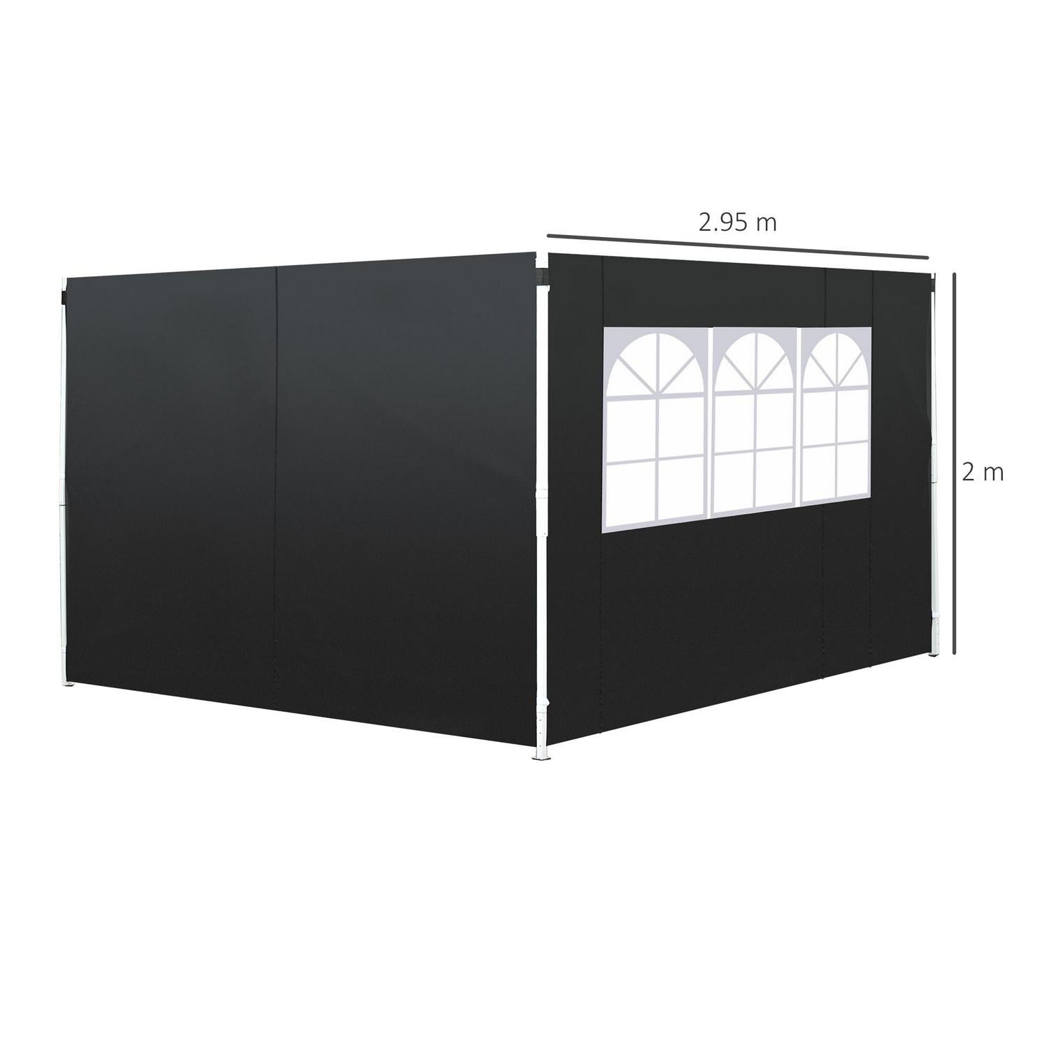 Gazebo Replaceable Exchangeable Side Panel Wall Panels Walls - (Black)