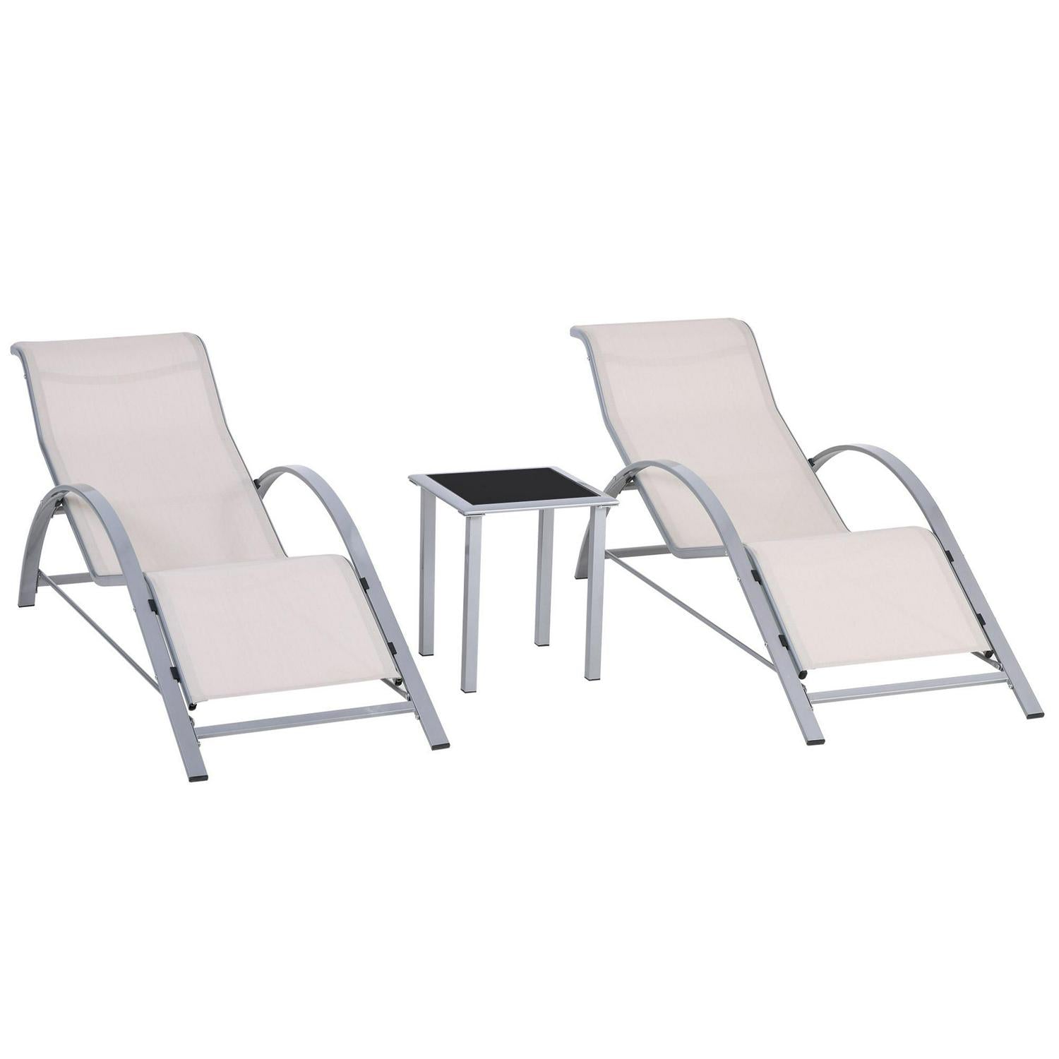 3 PCs Lounge Chair Set - Cream