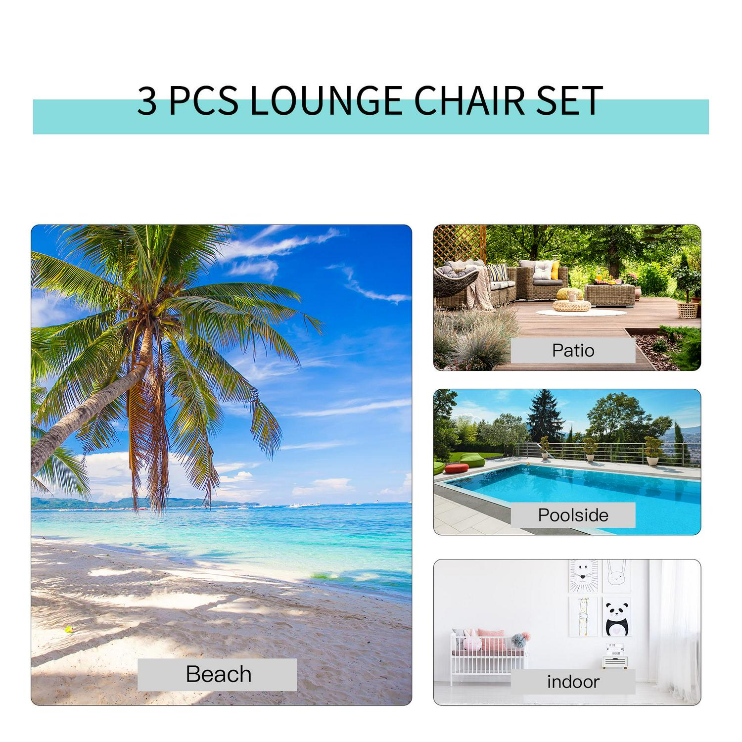 3 PCs Lounge Chair Set - Cream