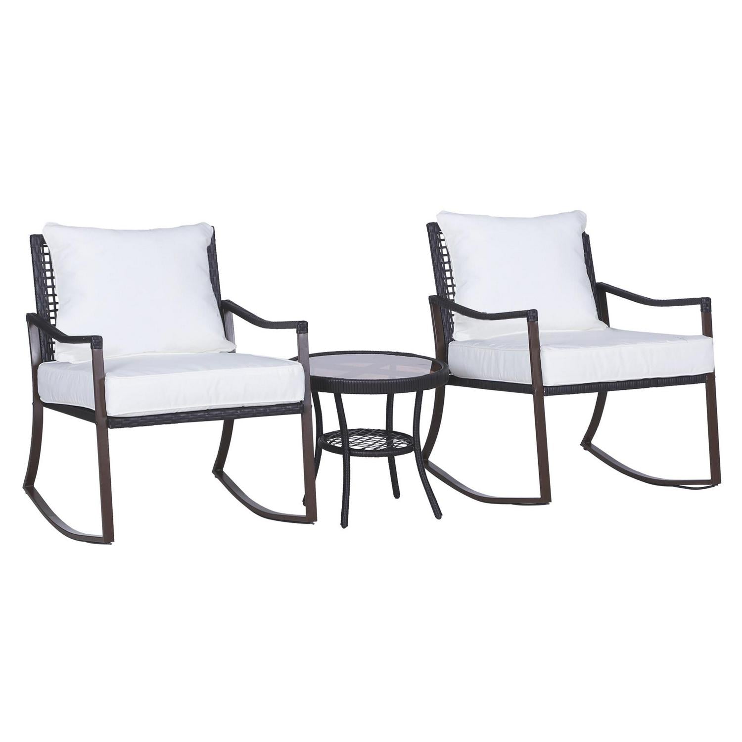 3 Pieces Rattan Bistro Set - Brown