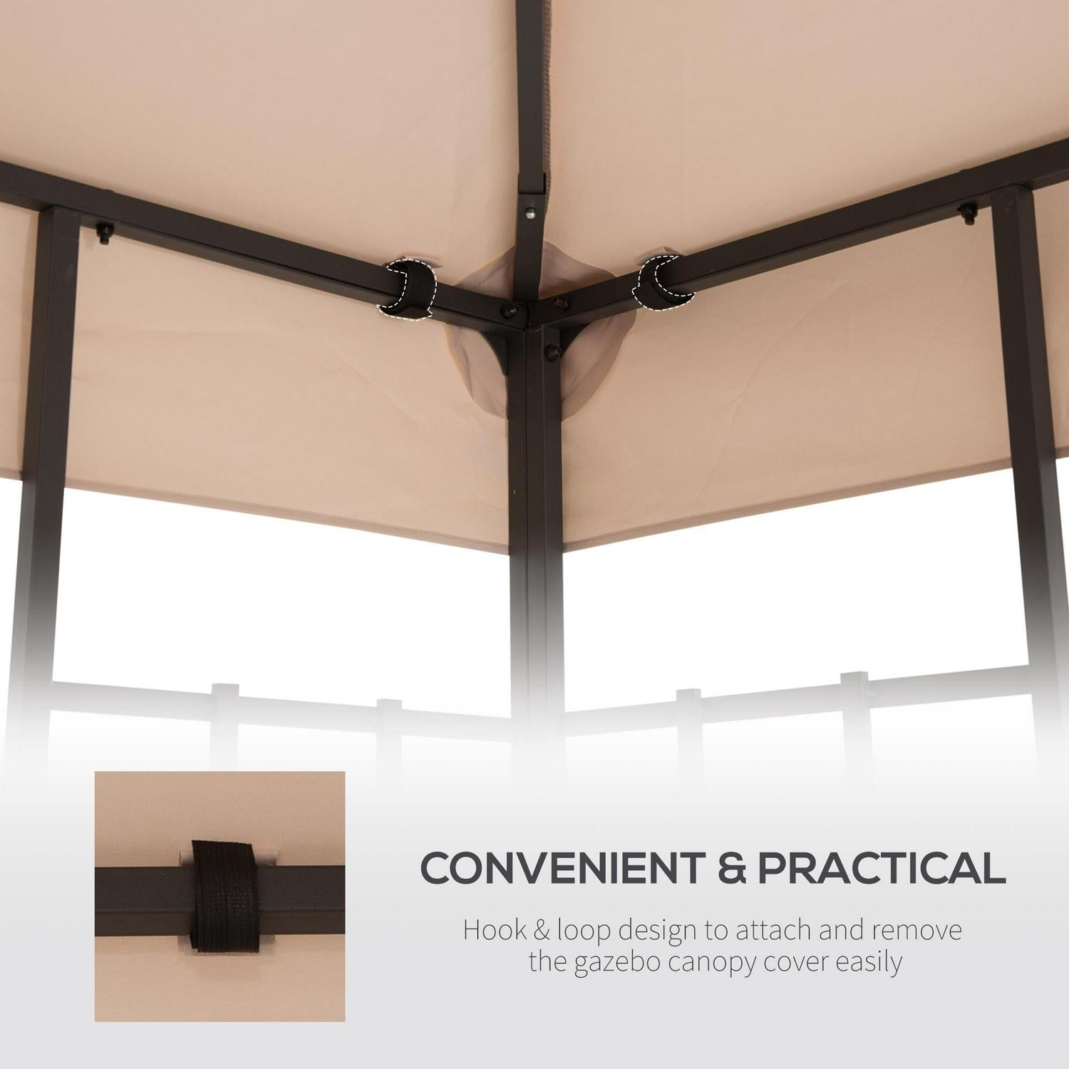 Gazebo Top Cover Double Tier Canopy Replacement Pavilion Roof Deep Beige