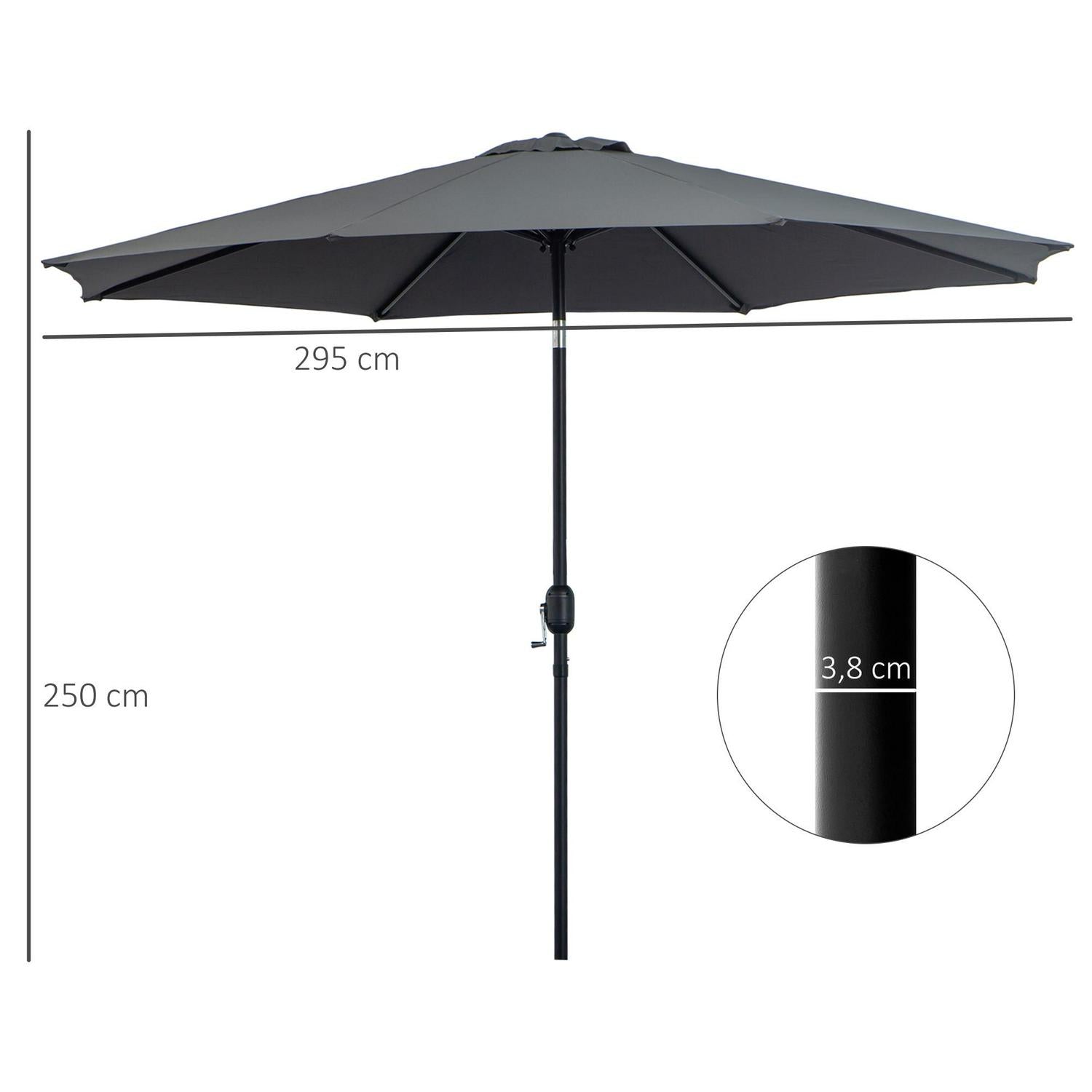 Tilting Parasol Garden Umbrellas- Dark Grey