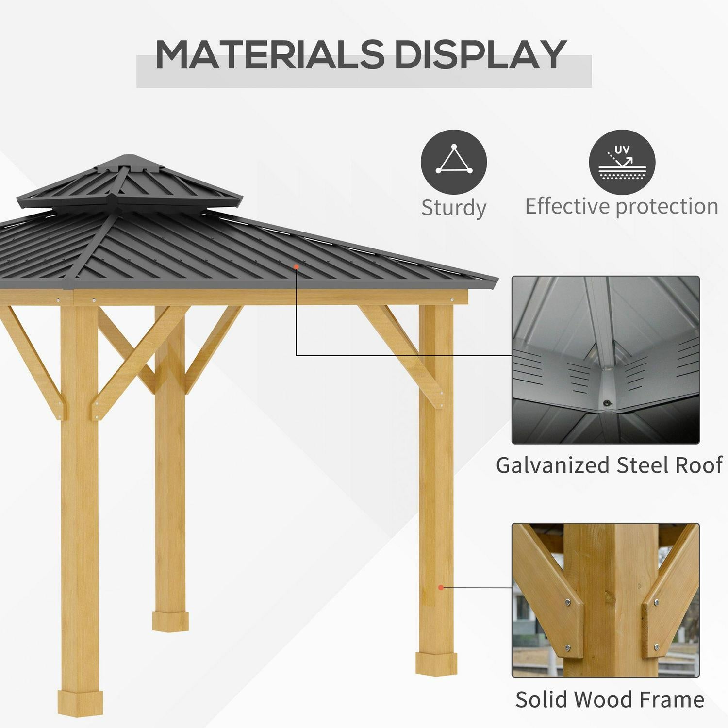 Outdoor Hardtop Gazebo Canopy - Grey