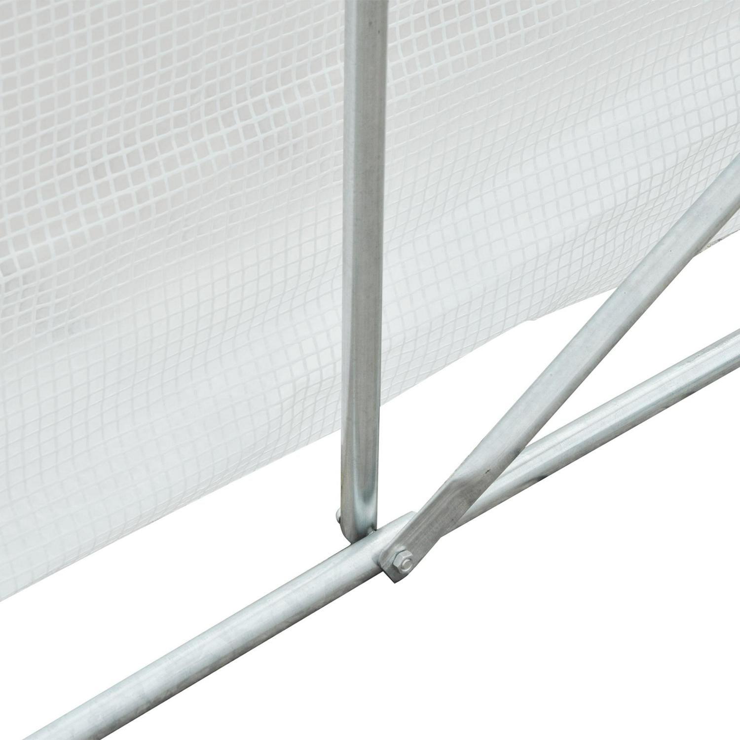 PE Mesh Cover Galvanized Metal Frame Walk-In Greenhouse White (4.5x3x2)m