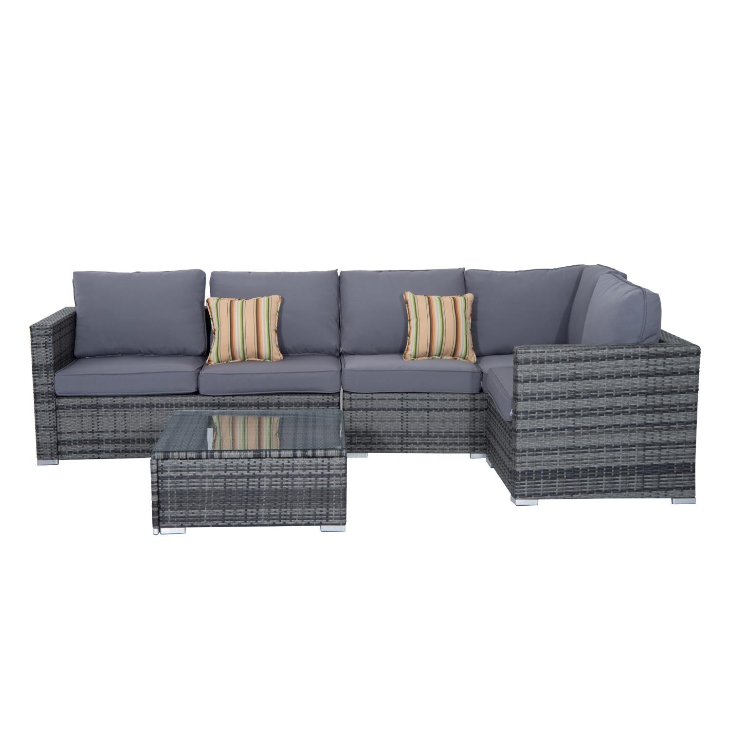 4 PCs Rattan Garden Furniture Sets- Grey