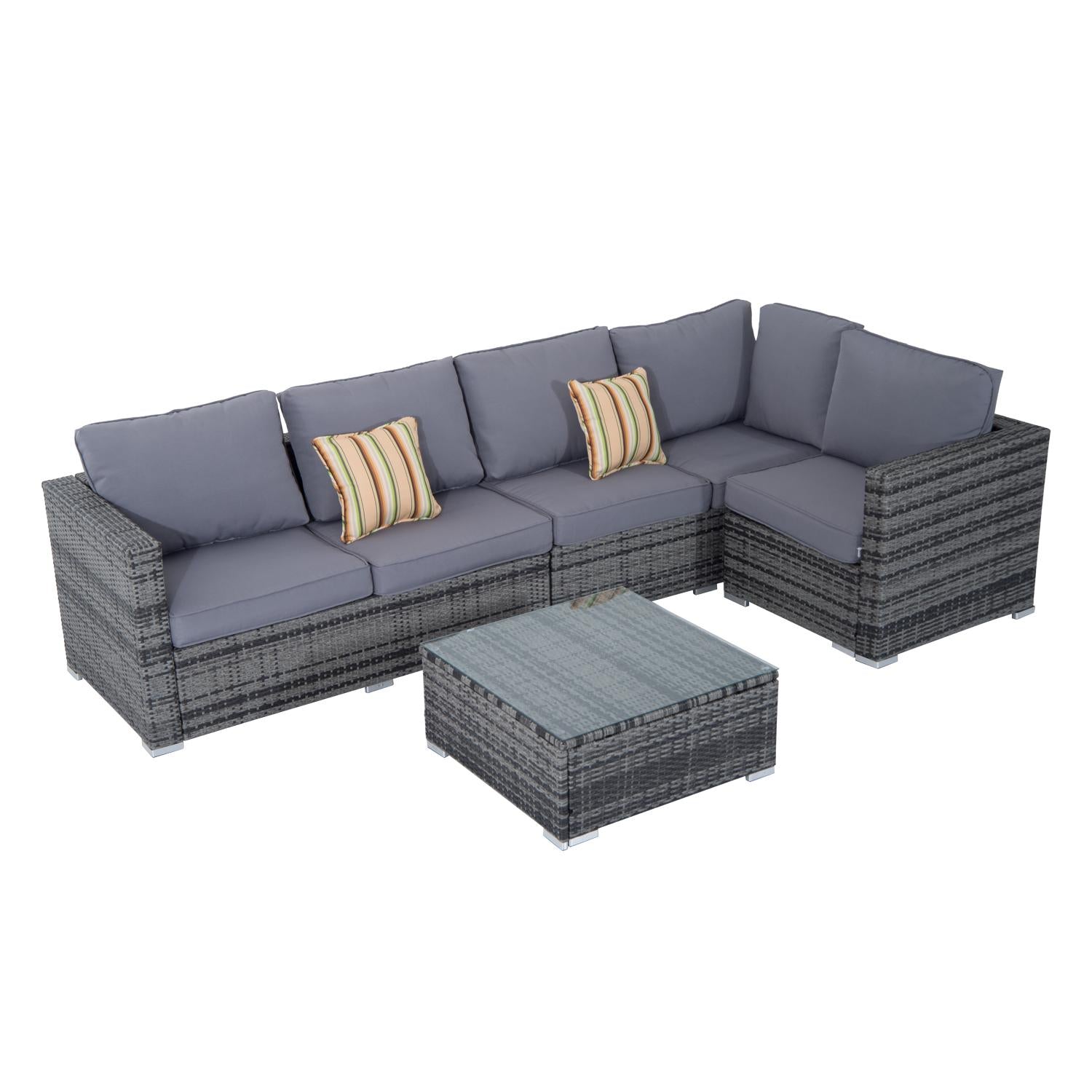 4 PCs Rattan Garden Furniture Sets- Grey