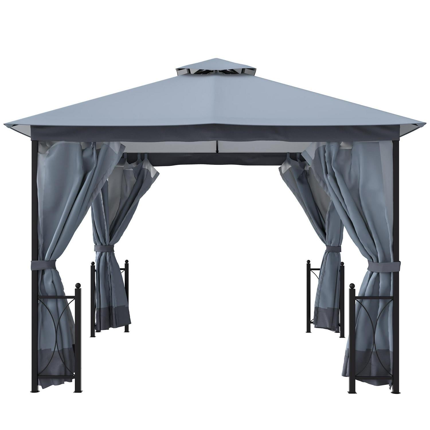 Patio Metal Gazebo Canopy Garden Tent Shade- Grey