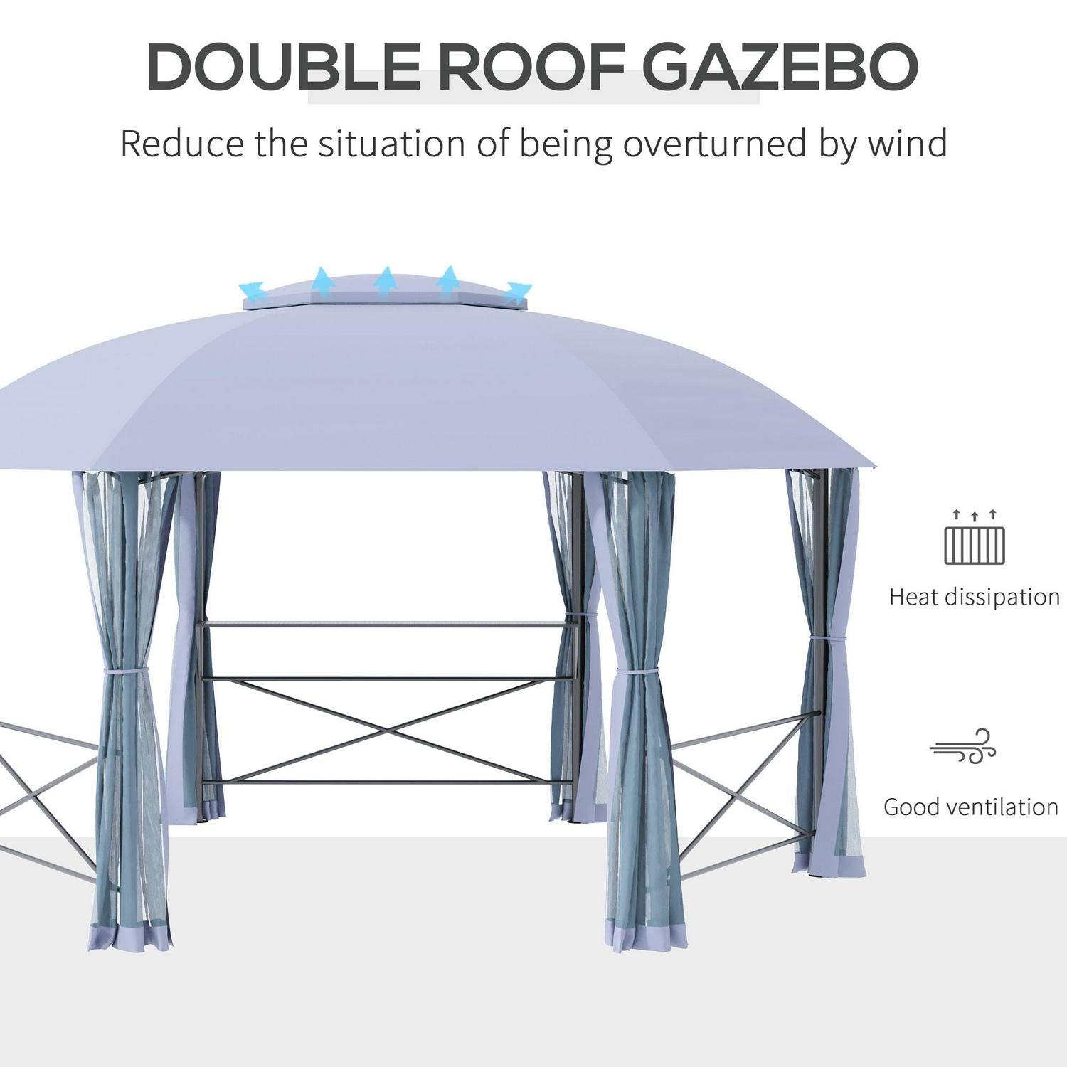 Patio Metal Gazebo Canopy- Grey