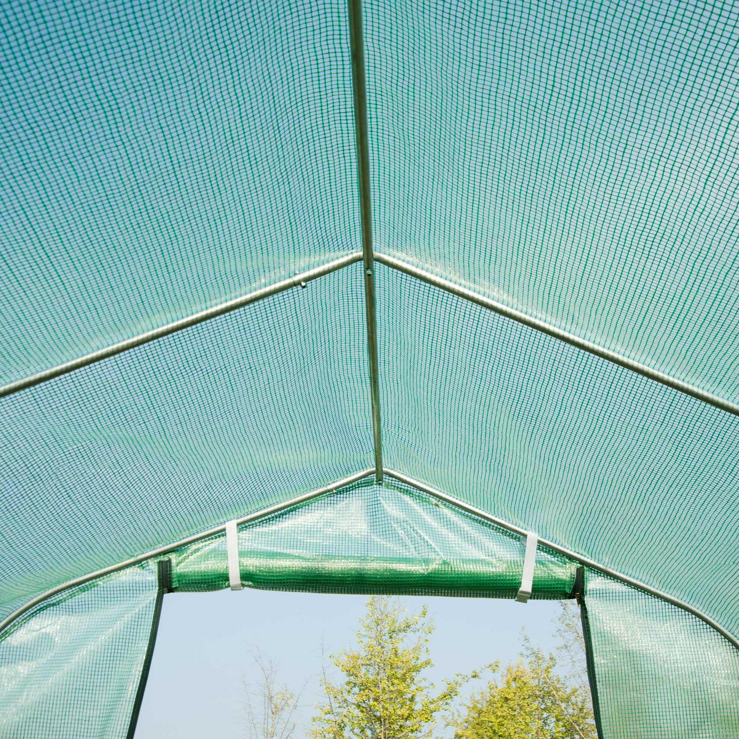 4x2 M Polytunnel Walk-in Greenhouse-Green, PE cloth cover, Galvanized steel frame