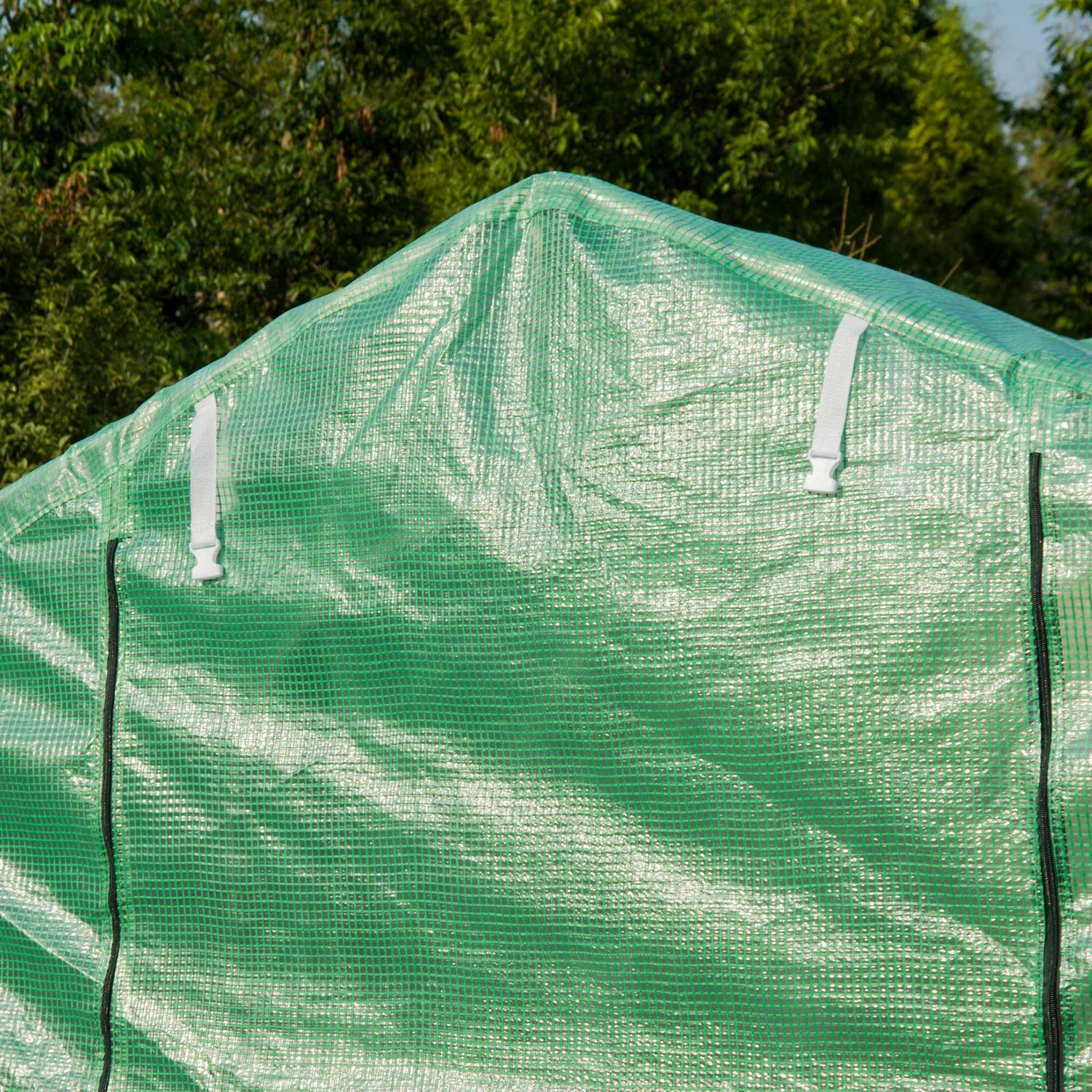 4x2 M Polytunnel Walk-in Greenhouse-Green, PE cloth cover, Galvanized steel frame