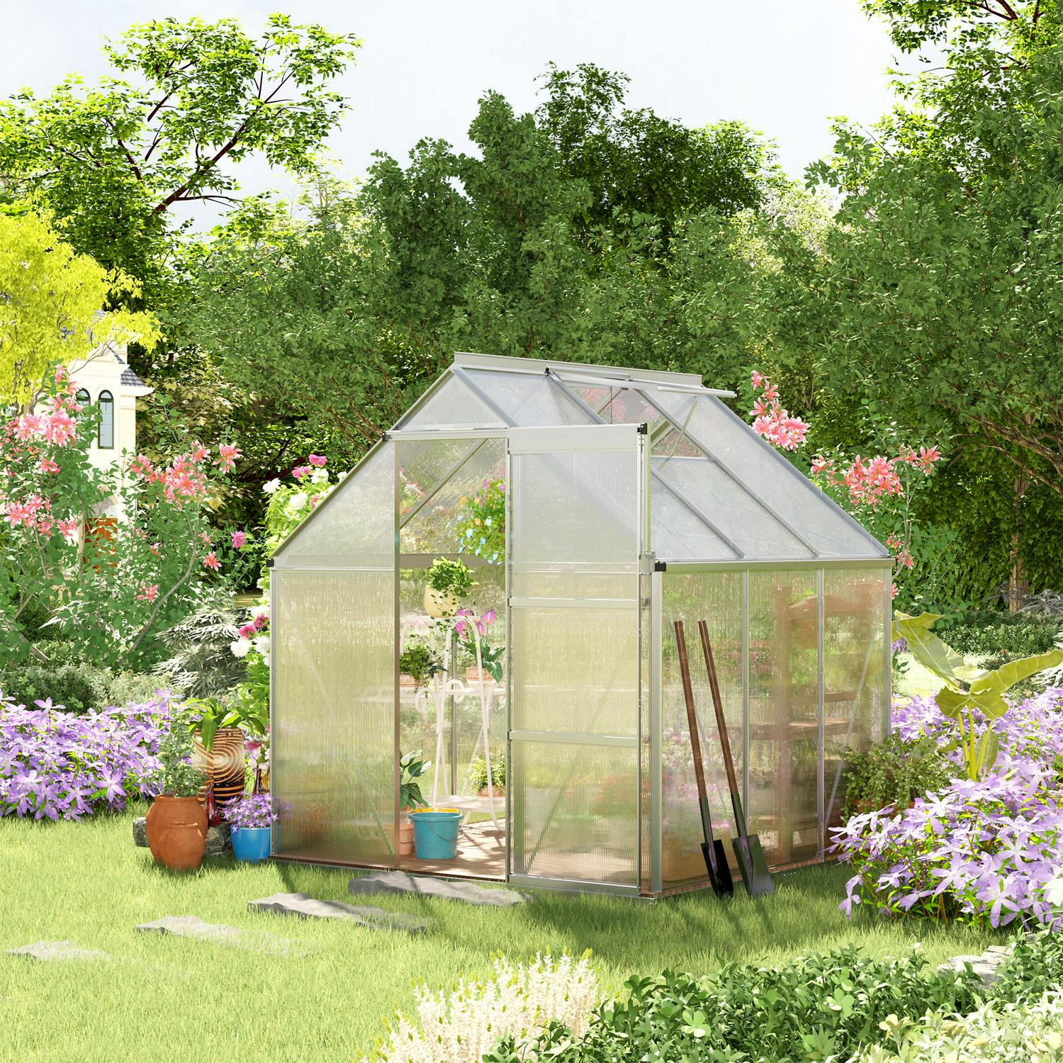 Walk-In Polycarbonate Greenhouse W/ Window Clear (4x6ft)