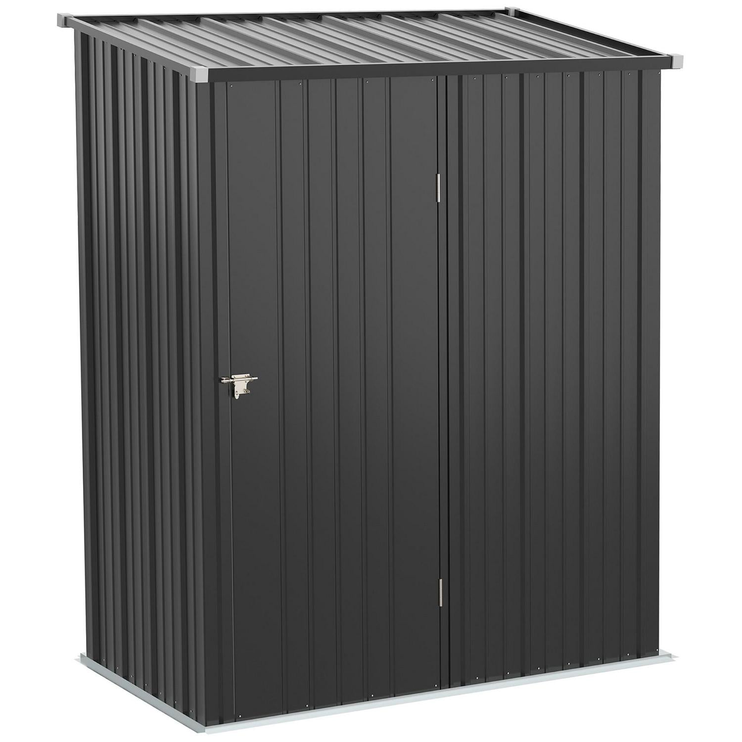 Outdoor Storage Shed, Garden Metal W/ Single For Backyard, Patio, Lawn, Charcoal Grey 5.3ft X 3.1ft