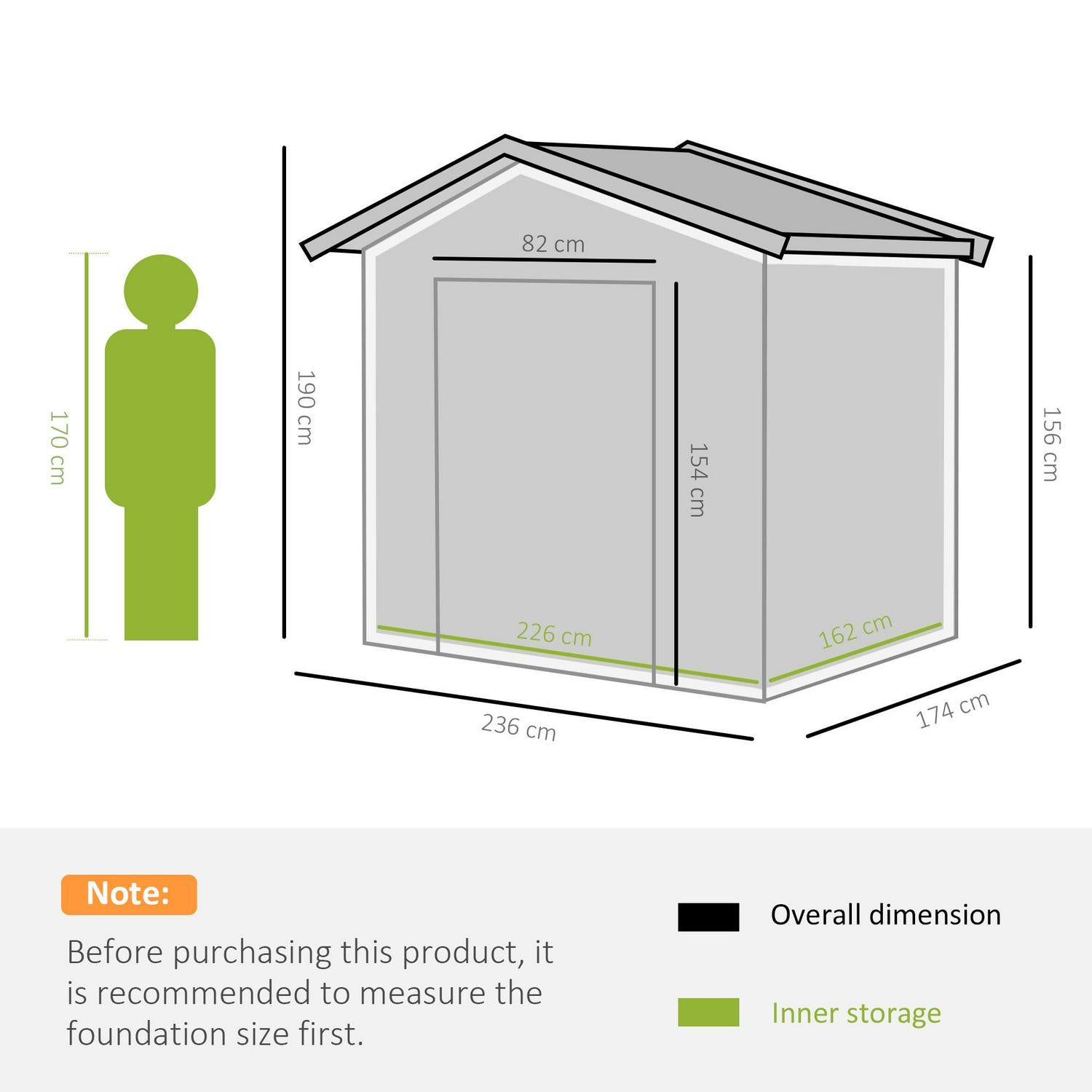 Corrugated Steel Sliding Door Garden Shed - Grey 5.7 X 7.7ft