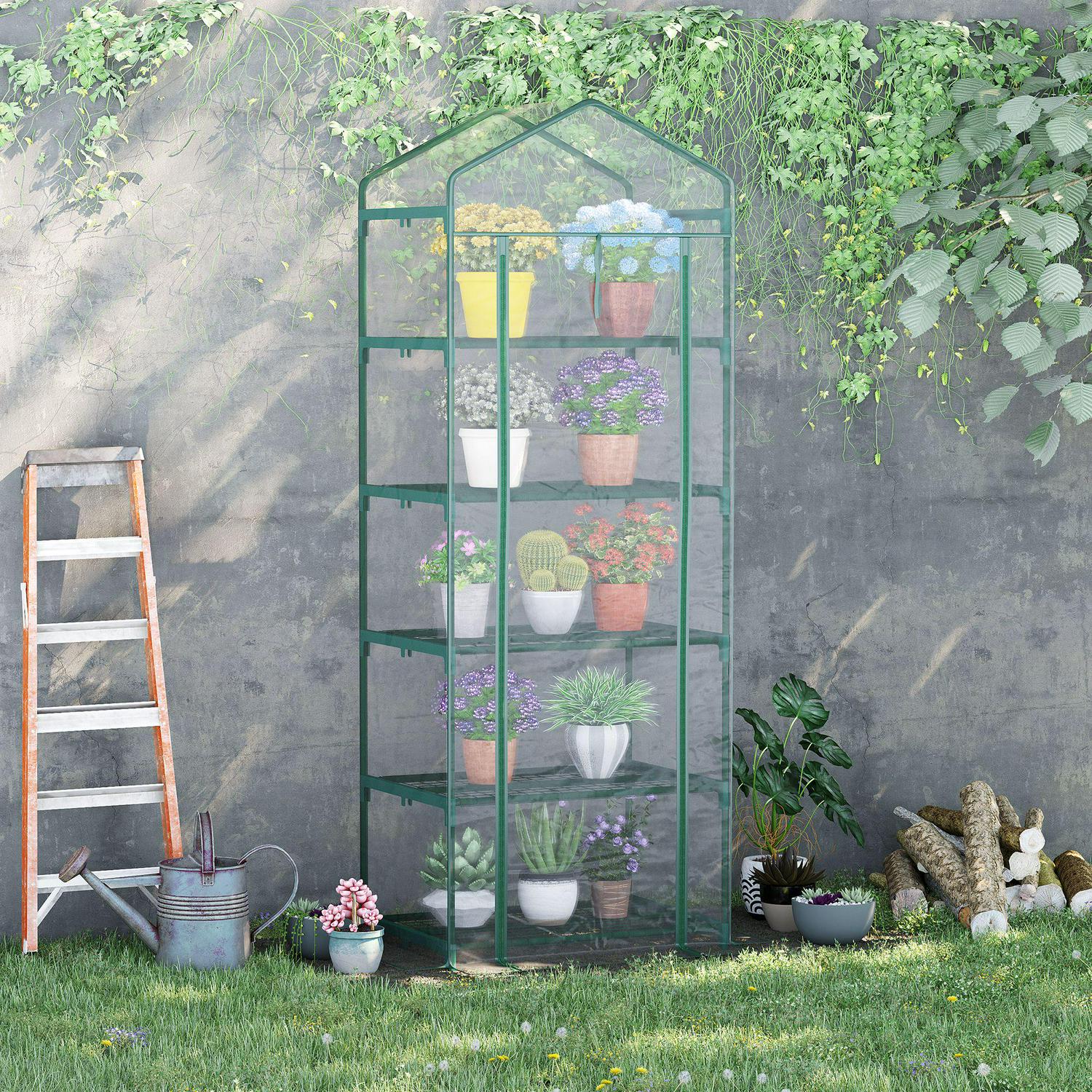 5 Tier Mini Greenhouse Outdoor Flower Stand PVC Cover Portable (69 X 49 X 193)cm