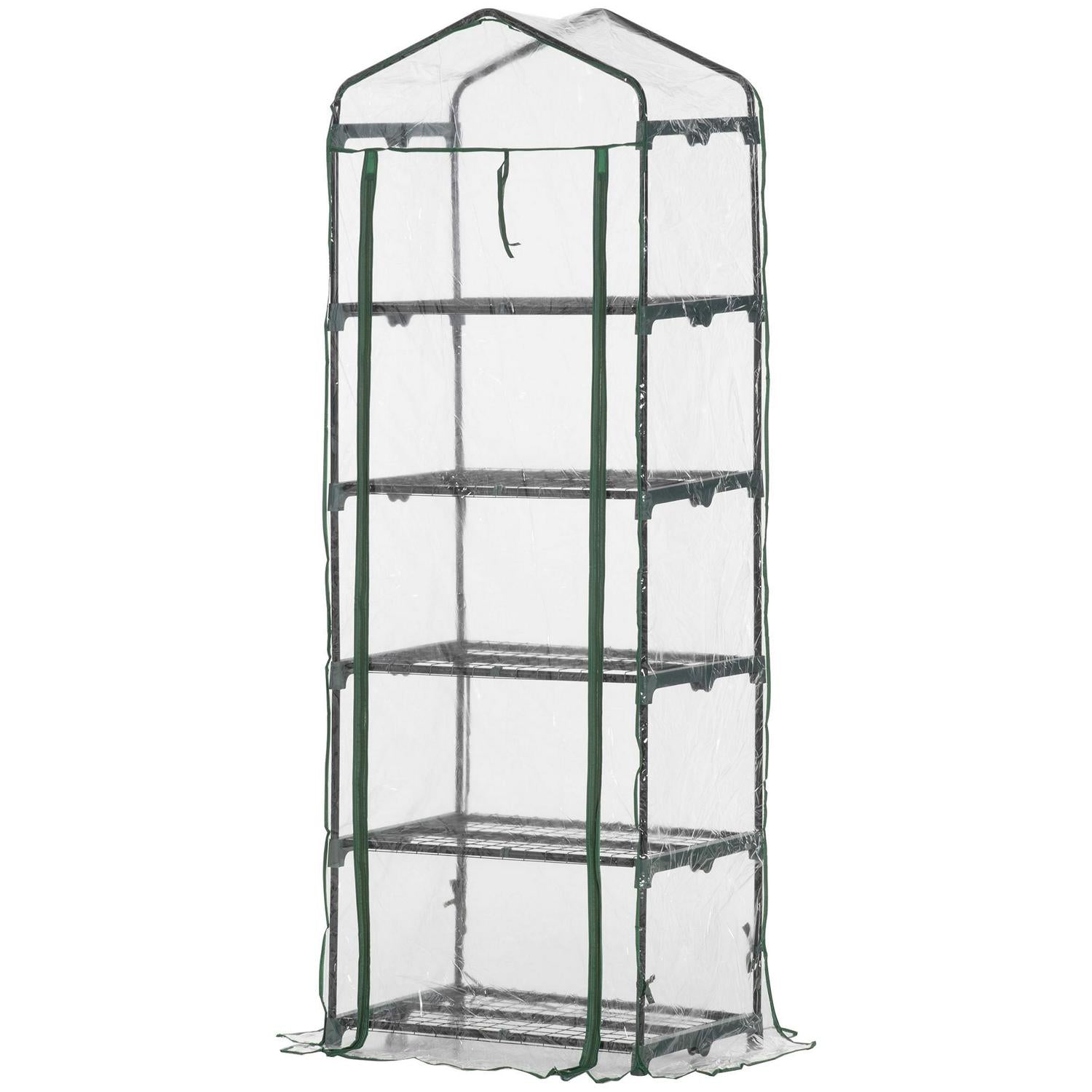 5 Tier Mini Greenhouse Outdoor Flower Stand PVC Cover Portable (69 X 49 X 193)cm