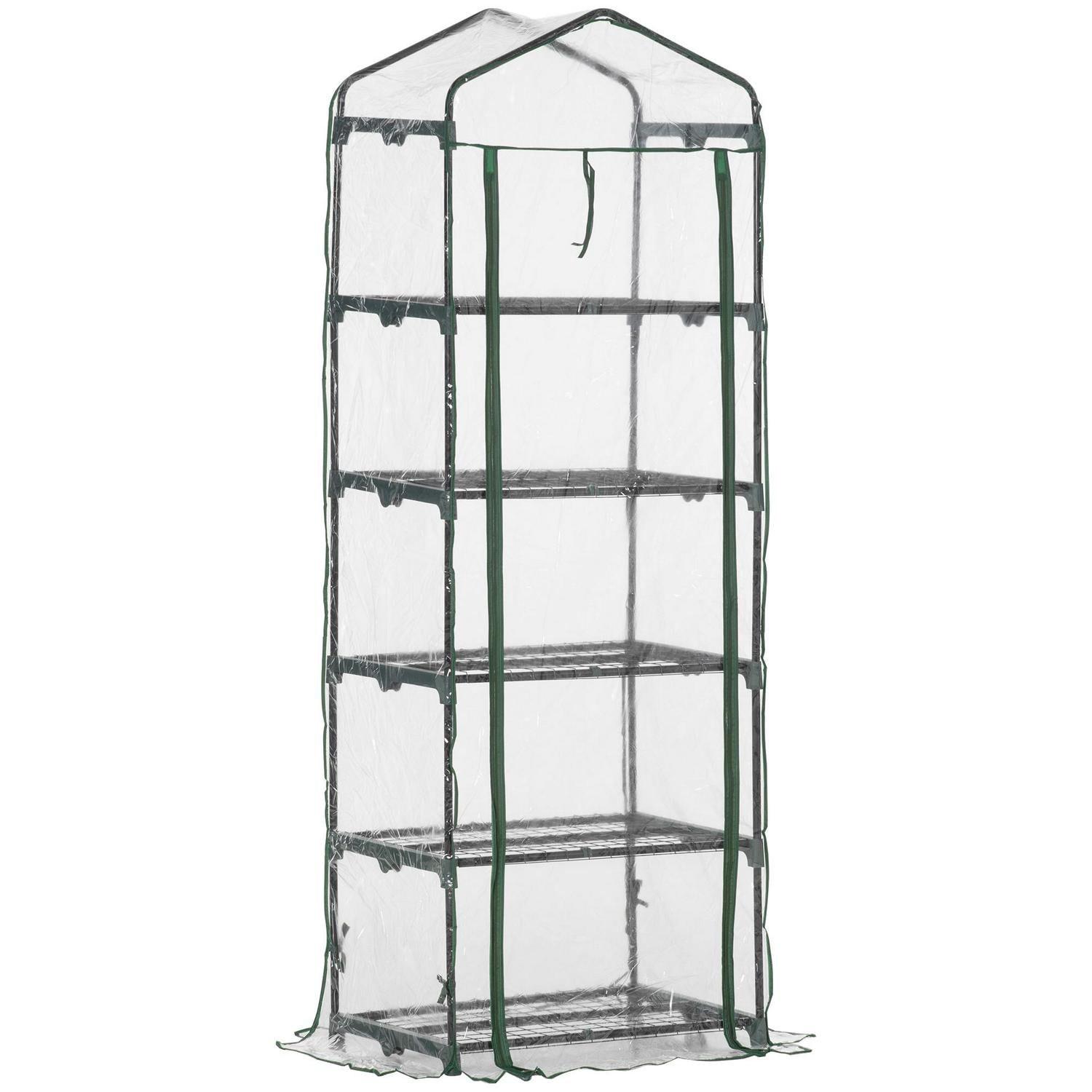 5 Tier Mini Greenhouse Outdoor Flower Stand PVC Cover Portable (69 X 49 X 193)cm