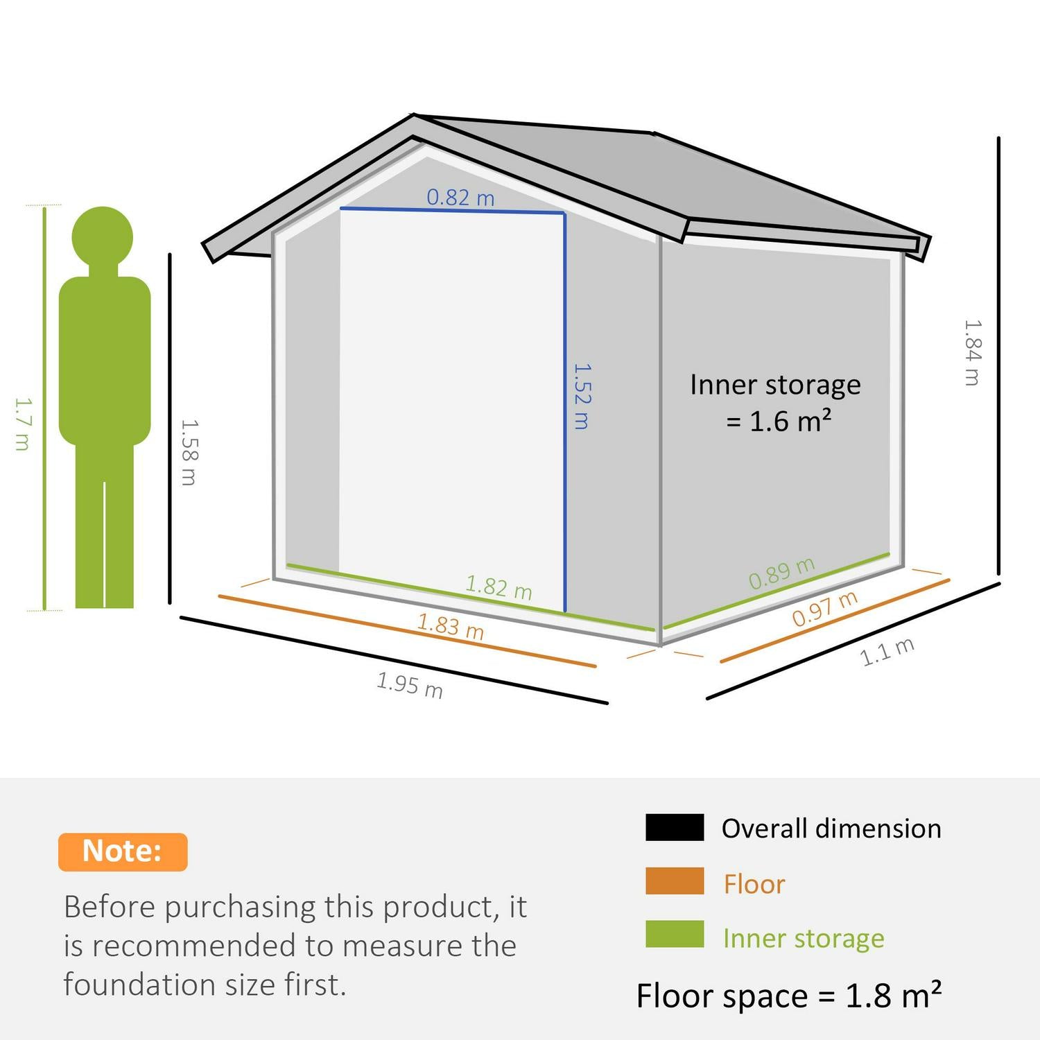 Garden Metal Storage Shed W/ Double Sliding Door And Air Vents, Tool For Backyard Patio Lawn, Grey (6.4 X 3.6)ft