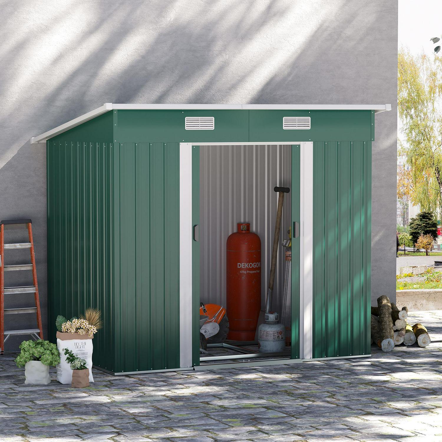 Outdoor Garden Storage Shed, Tool Box For Backyard, Patio And Lawn, Green (6.8 X 4.3)ft