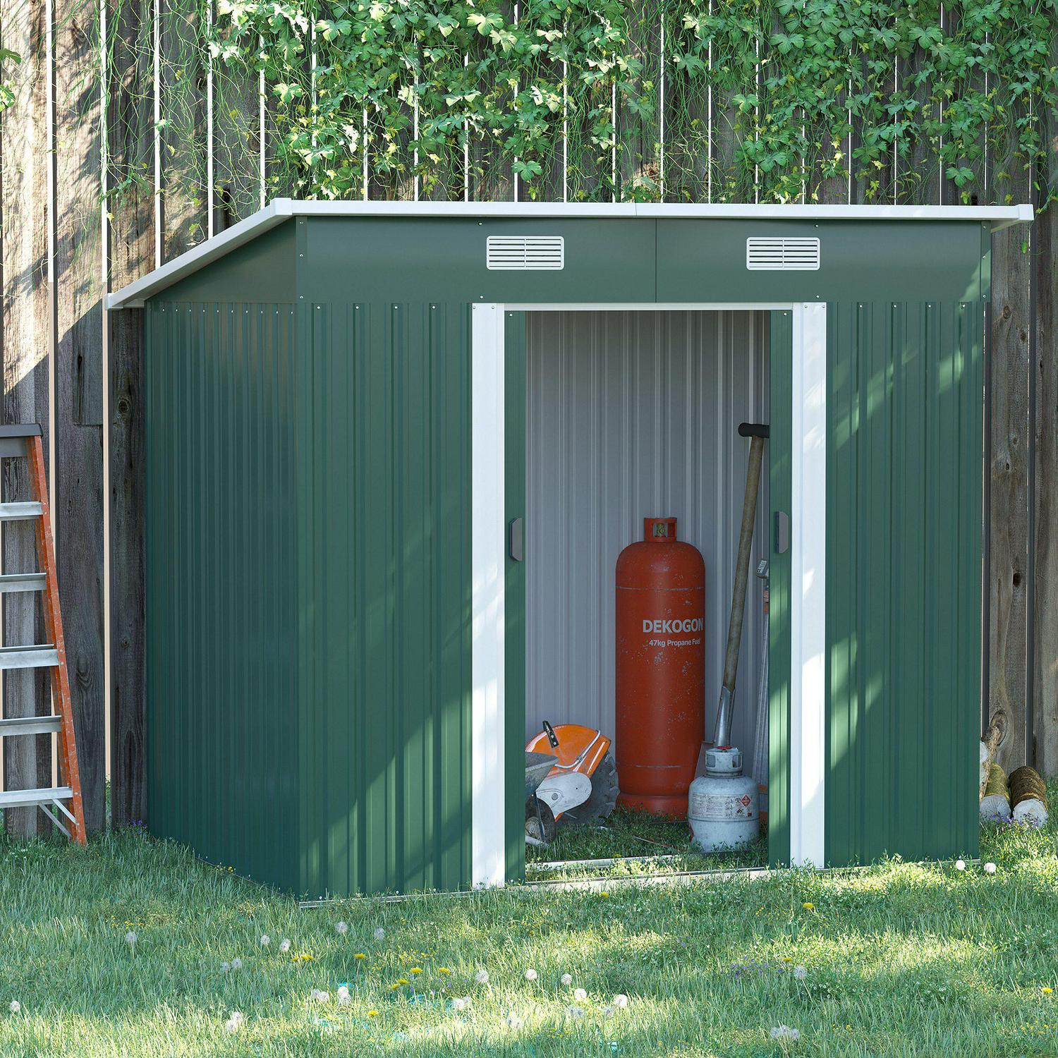 Outdoor Garden Storage Shed, Tool Box For Backyard, Patio And Lawn, Green (6.8 X 4.3)ft