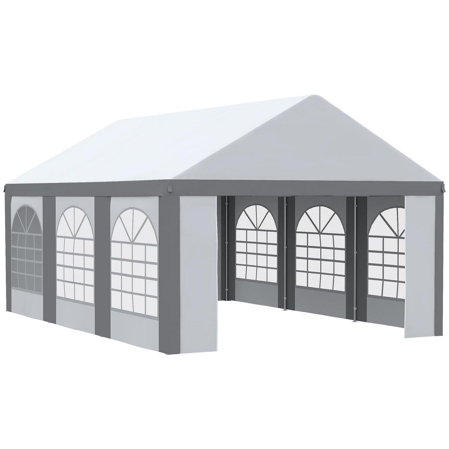 Galvanised Party Tent, Marquee Gazebo With Sides- White Grey
