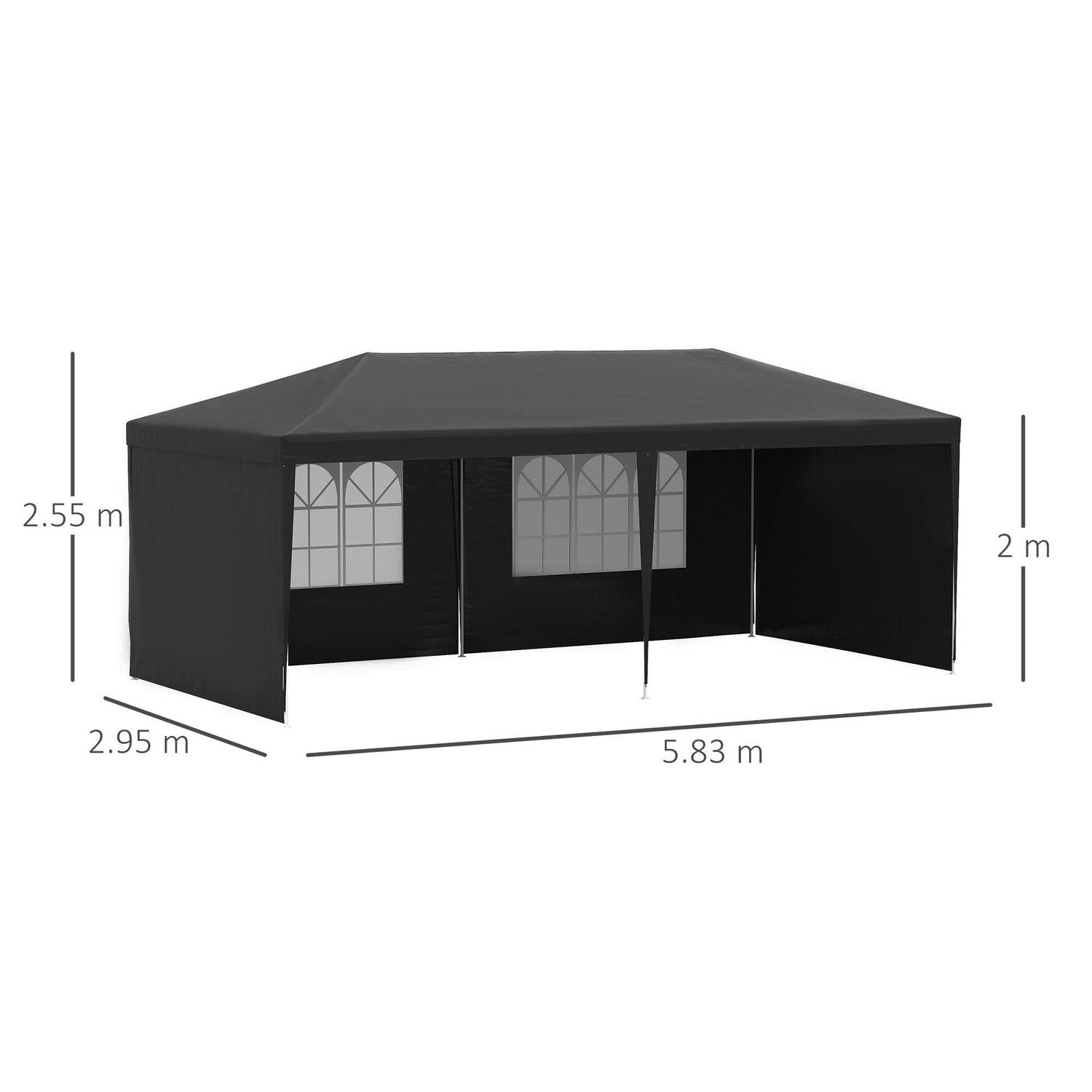 6m X 3m Gazebo Canopy Garden BBQ Party Patio Tent Camping Shade Black