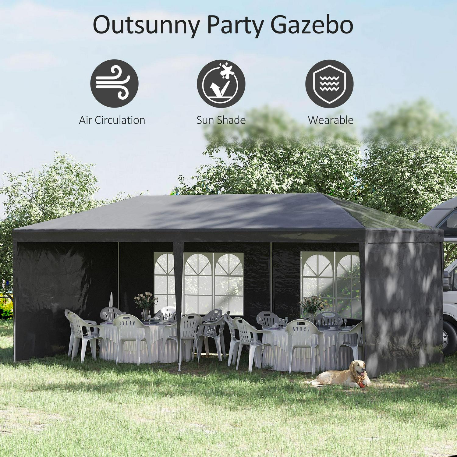 Gazebo Canopy Garden BBQ Party Patio Tent Camping Shade Dark Grey