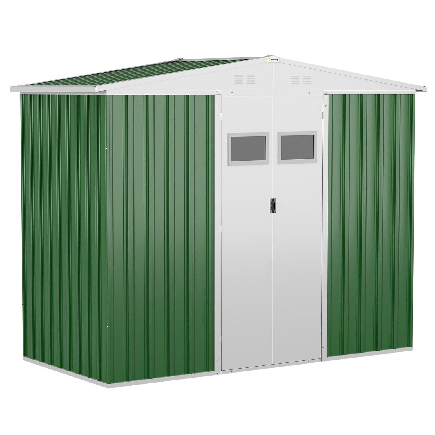 Outdoor Garden Storage Shed With Lockable Steel Tool Box For Backyard, Patio And Lawn, Green 8 X 4ft