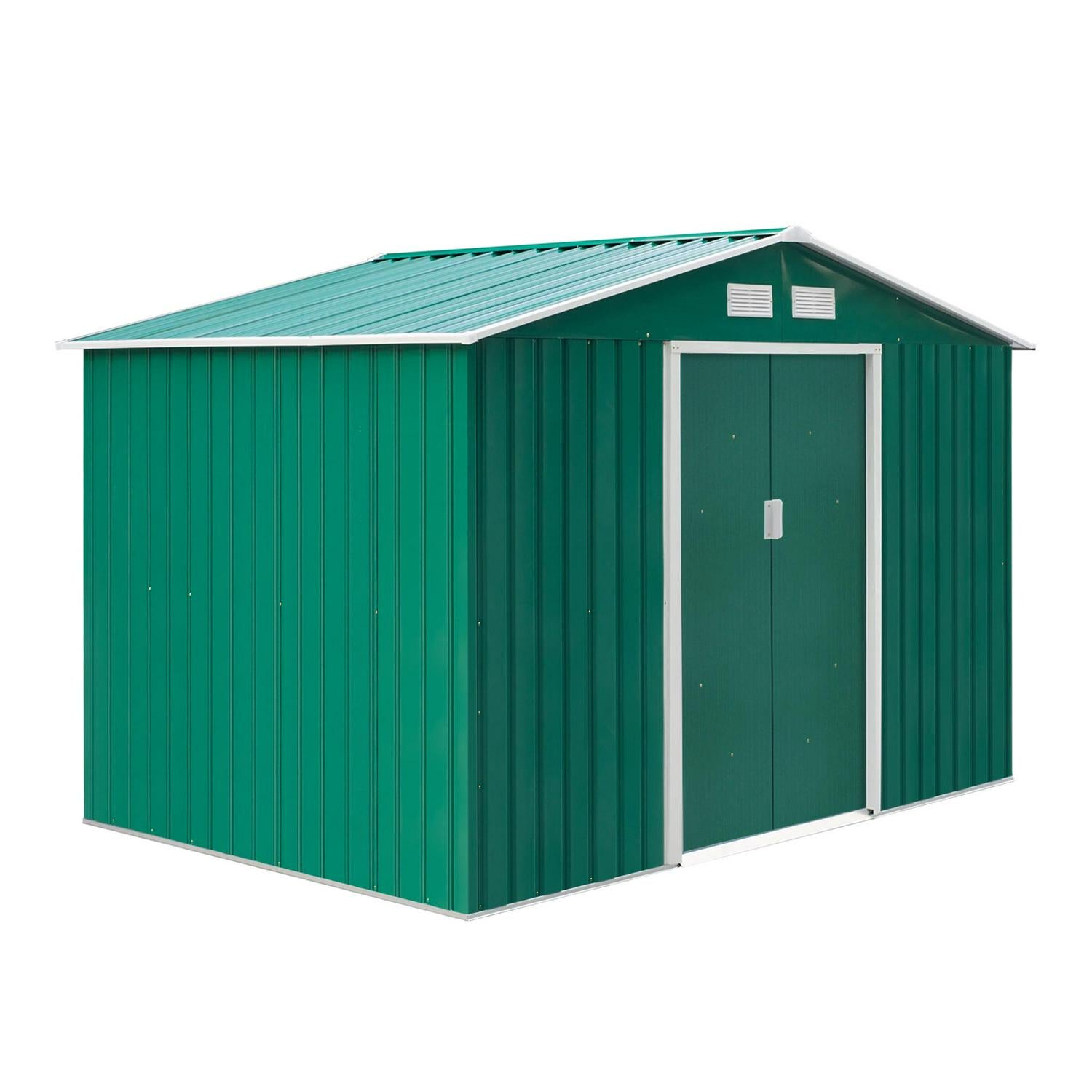 Metal Garden Shed, Green 9 X 6ft