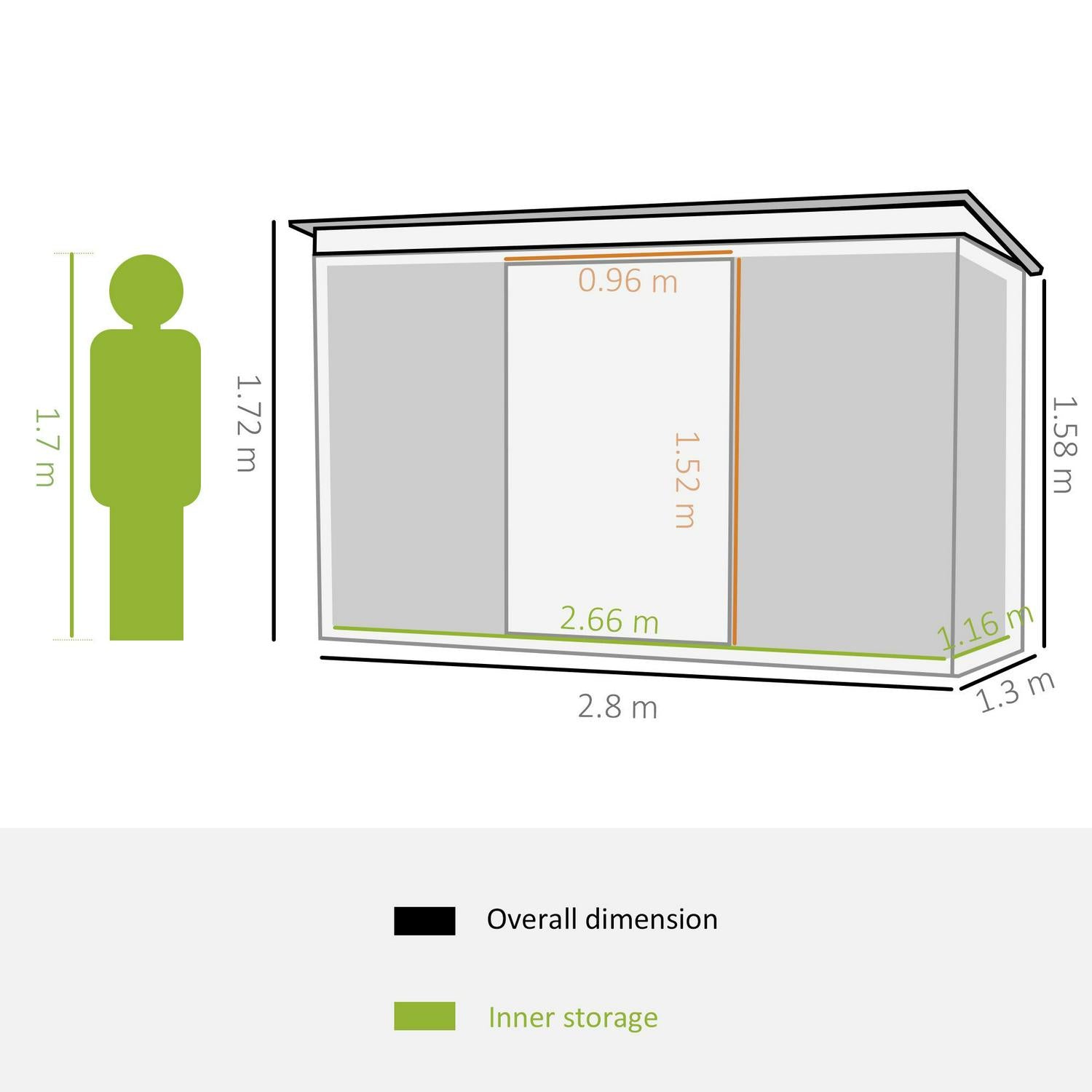 Corrugated Garden Metal Storage Shed Outdoor Equipment Tool Box With Foundation Ventilation And Doors Light Green 9ft X 4.25ft