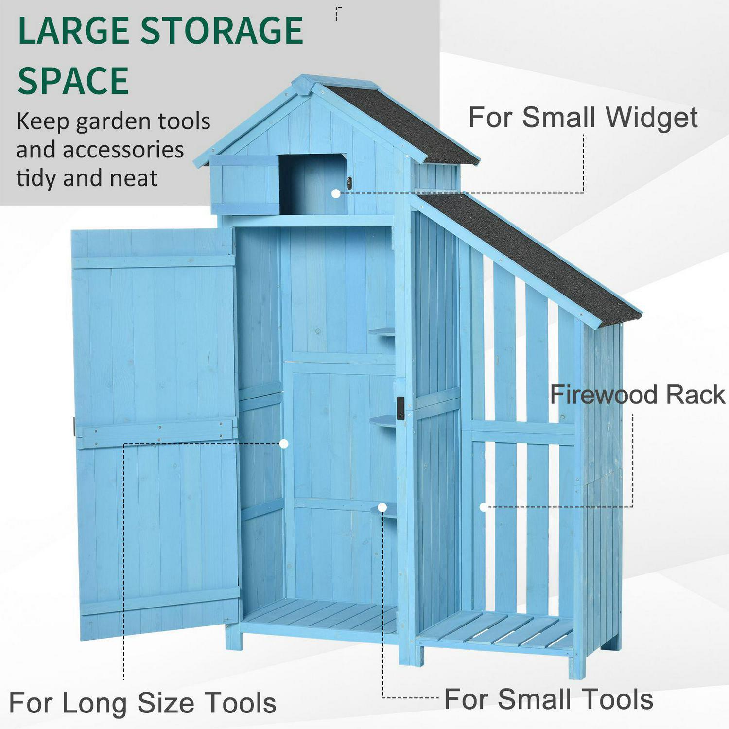 Combination Garden Storage Shed Outdoor Firewood House Waterproof Asphalt Roof