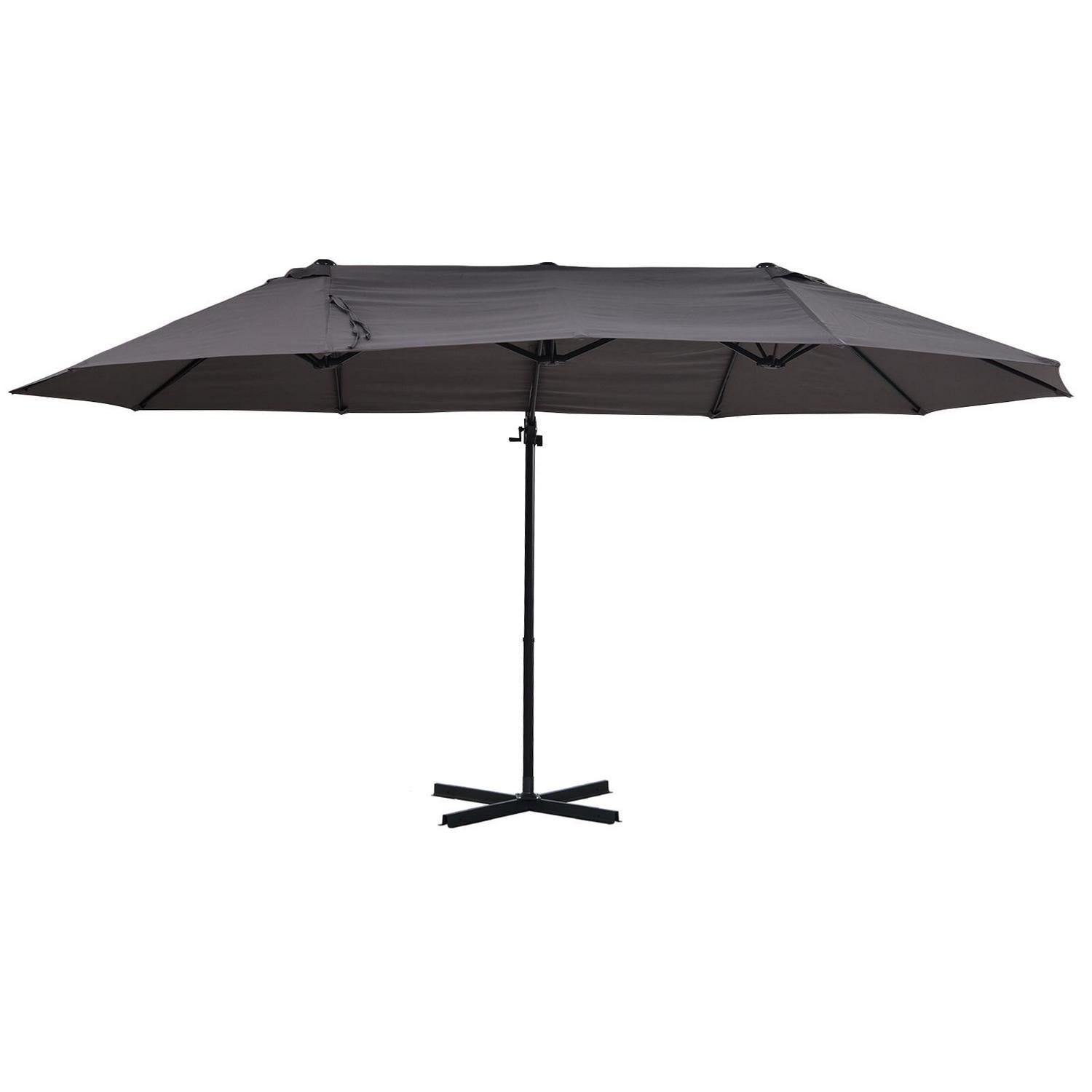 Double Canopy Offset Parasol Umbrella - Grey