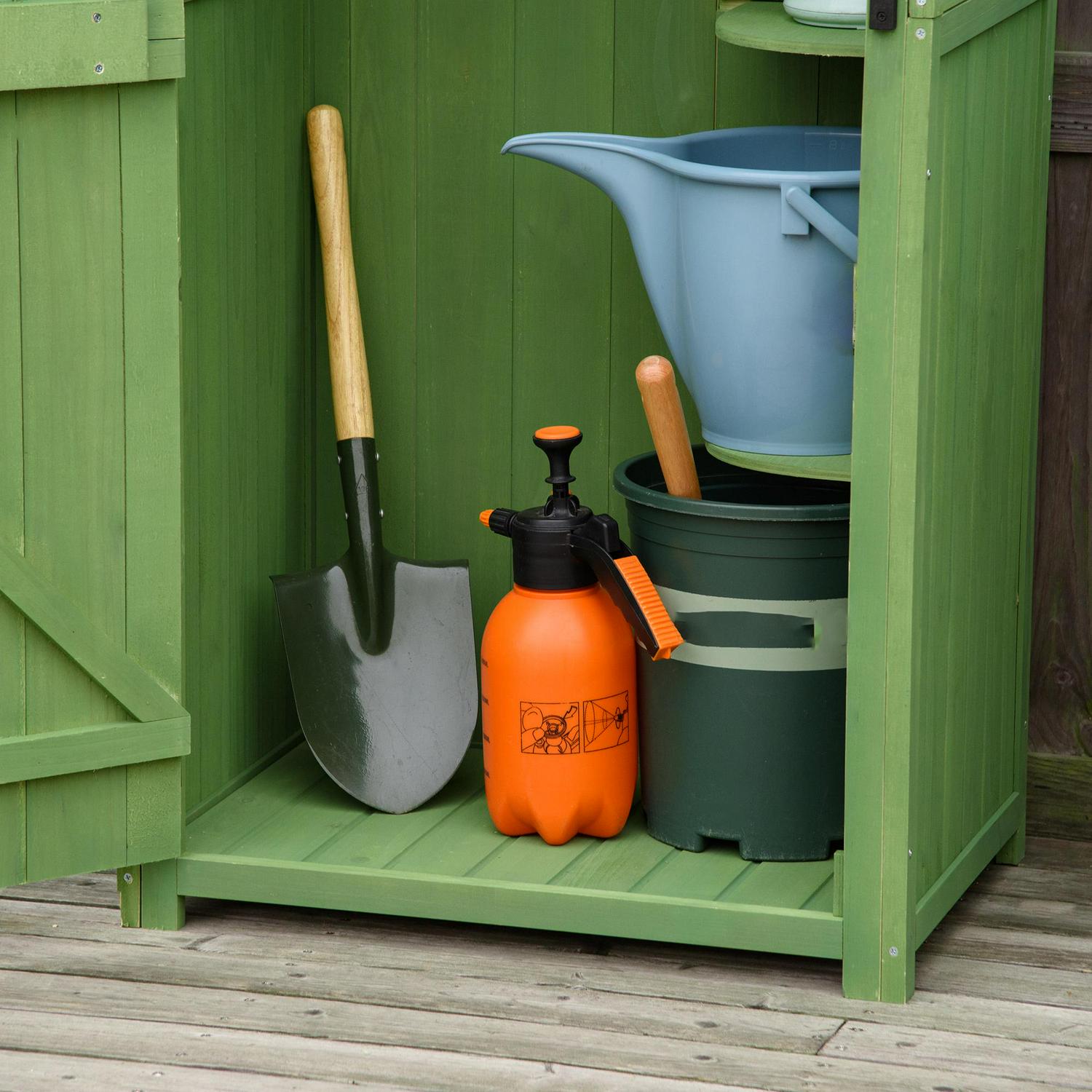 Garden Storage Shed 3 Shelves Tool House W/ Asphalt Roof 77 X 54 179 Cm Green